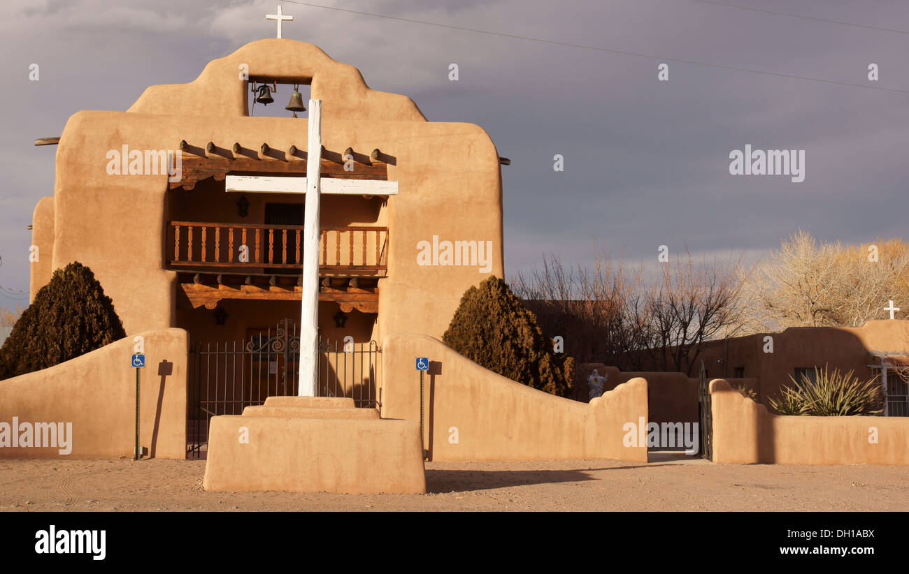 exterior St Thomas The Apostle Parish catholic church Abiquiu NM new
