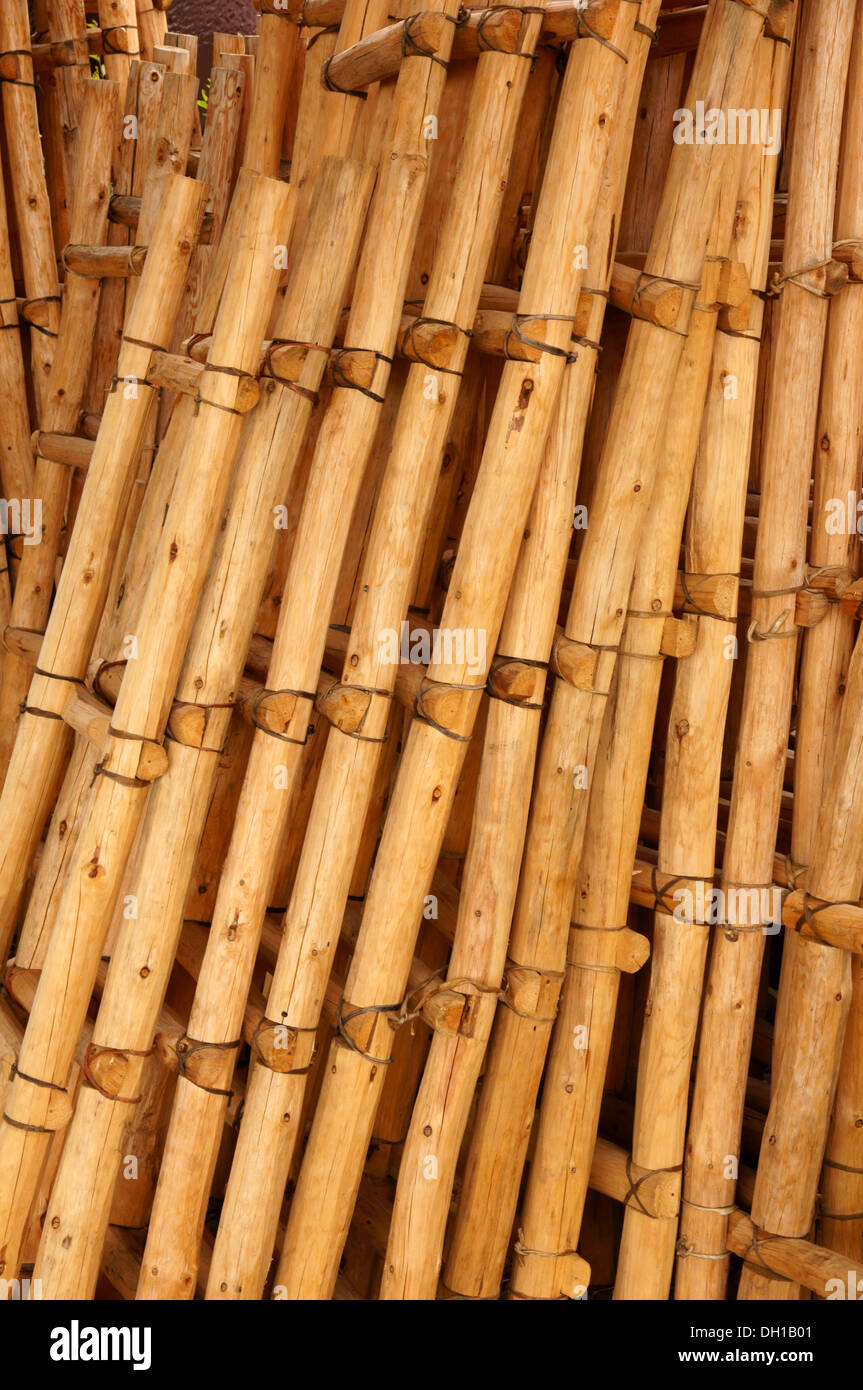closeup bamboo poles display publicize acquaint advise announce declare disclose endorse exhibit expose herald Stock Photo