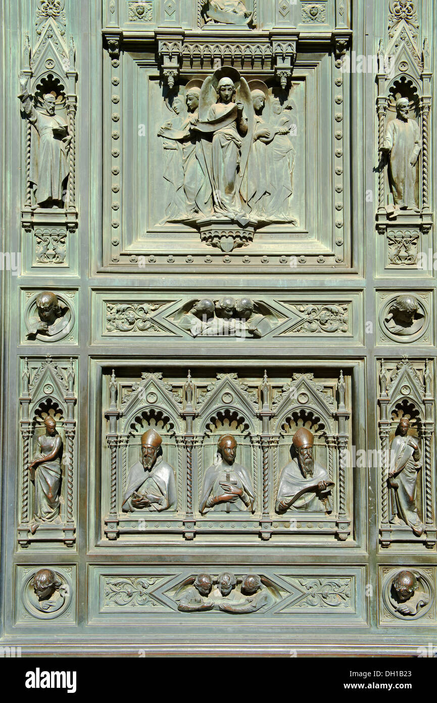 Close up of the bronze doors sculptures of the Florence Duomo