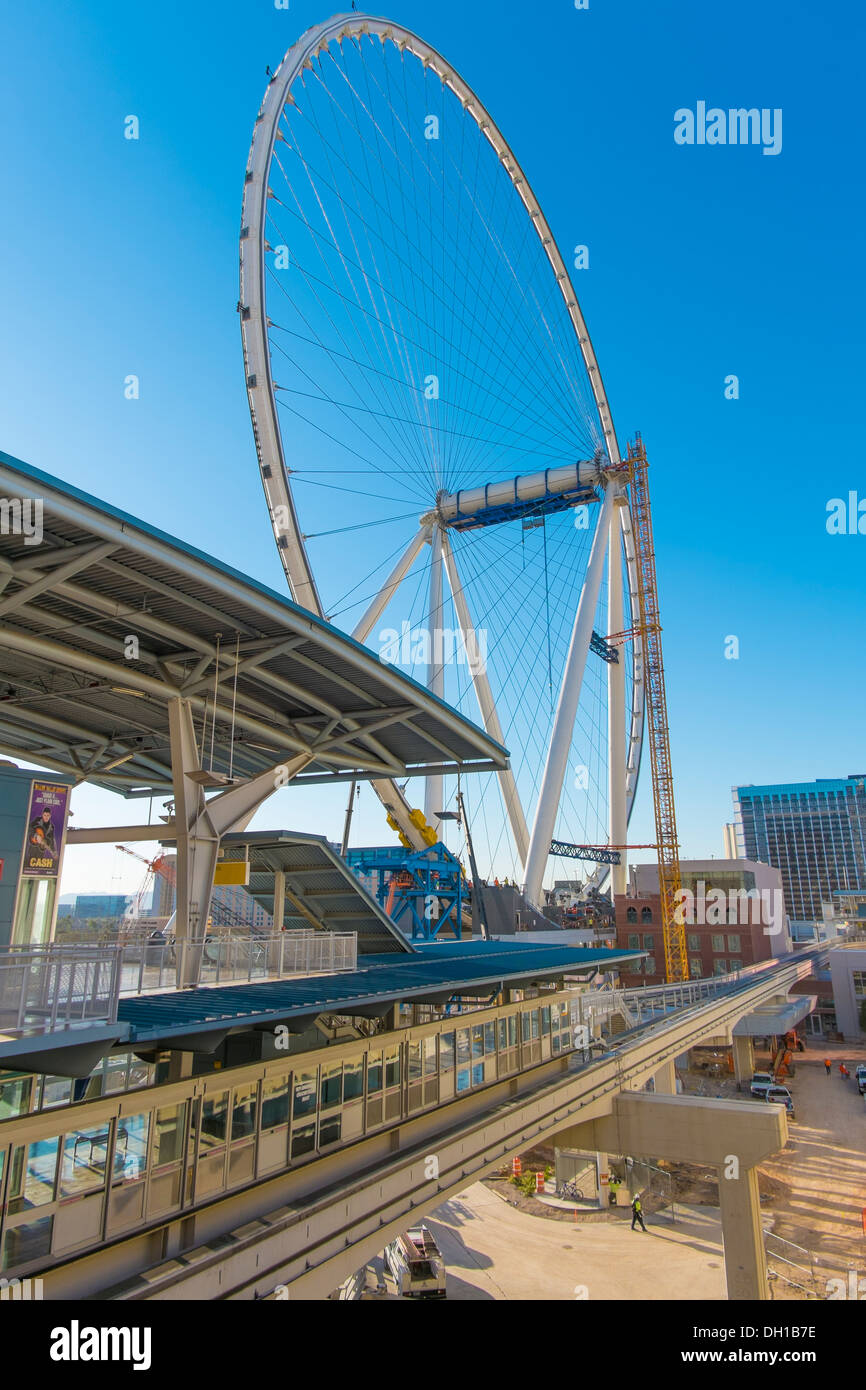 Construction site of The Linq in Las Vegas - a retail and entertainment complex with observation wheel over looking Las Vegas. Stock Photo
