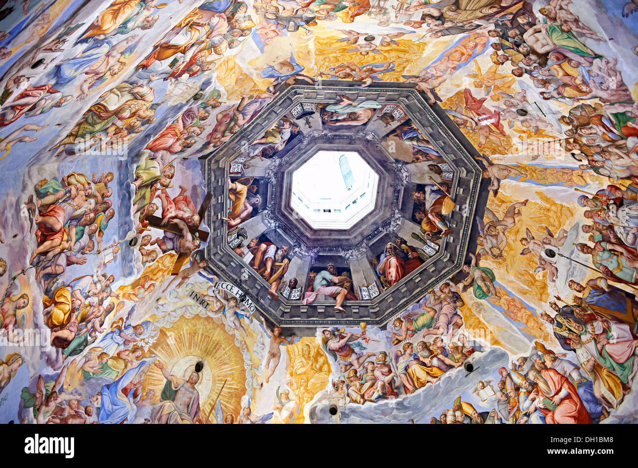 Fresco of the Last Judgement on the dome interior of the Duomo Florence Stock Photo