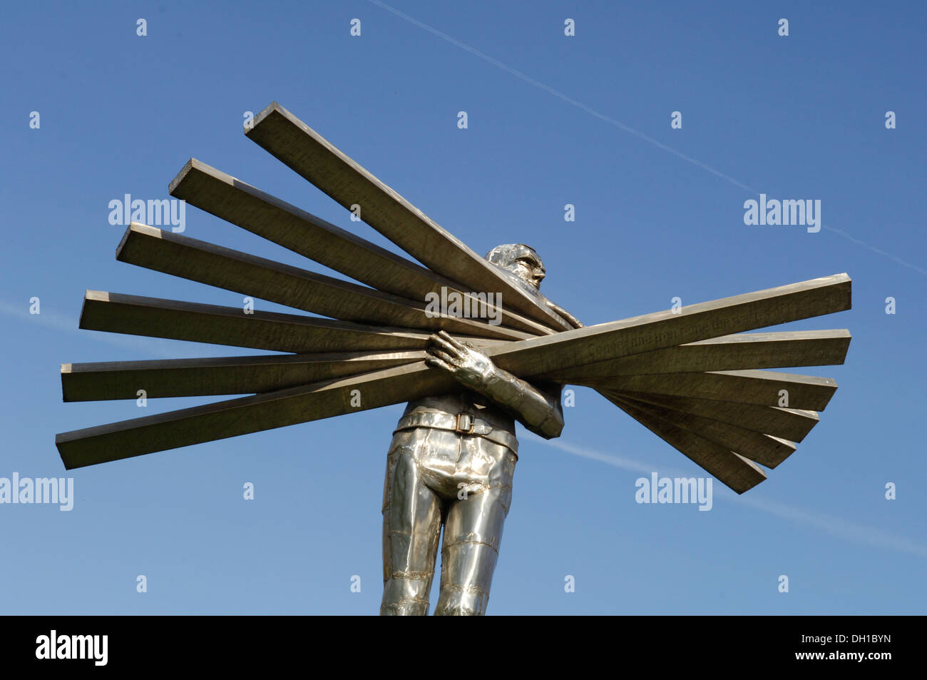 Sebastien Boyesen sculpture, Man of steel honours the Steelworkers who contributed to the growth of the Port Talbot Stock Photo
