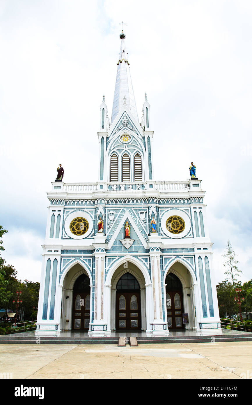 White church in Samut Songkhram, Thailand. Stock Photo