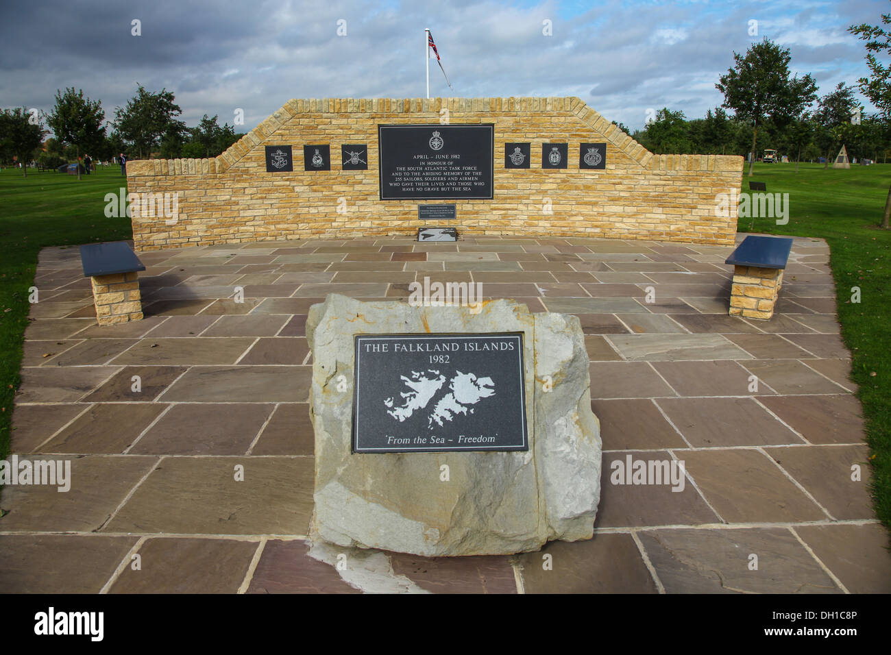 The Falklands War memorial commemorating the South Atlantic Task Force at  the National Memorial Arboretum Alrewas Staffordshire Stock Photo