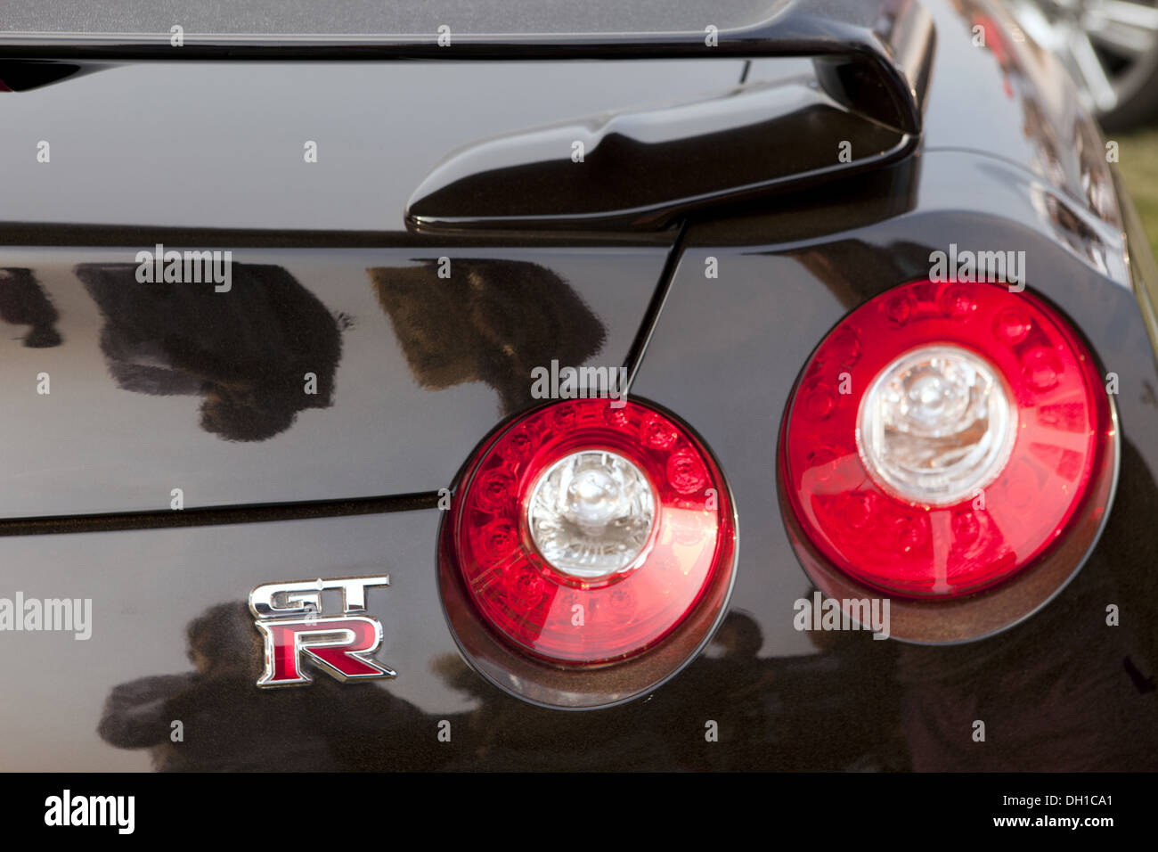 Nissan GT R supercar red tail lights Stock Photo