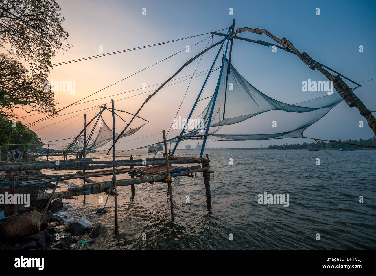 Chinese fishing nets, Kochi, India Stock Photo Alamy