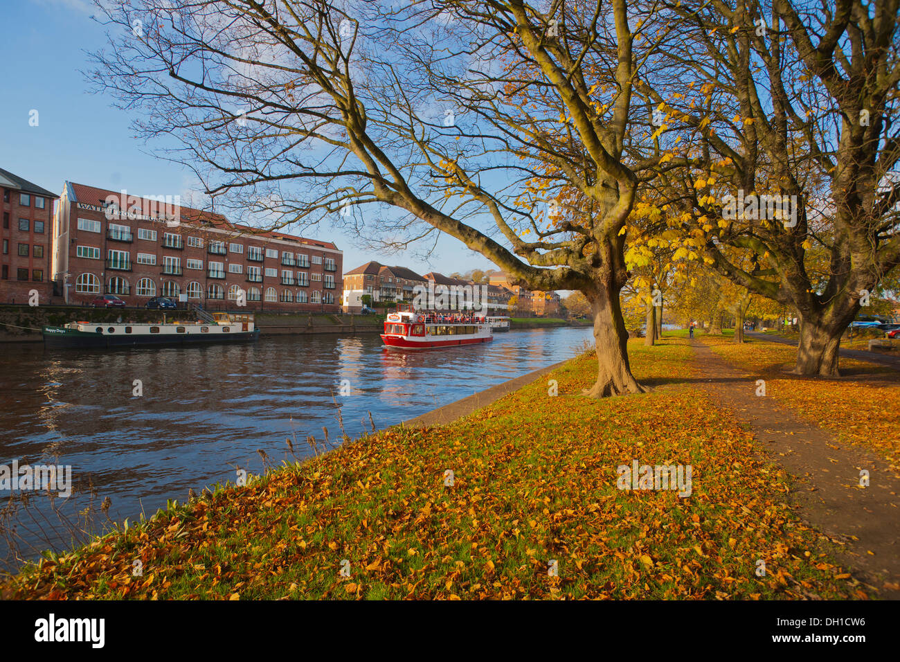 Riverside walk, autumn colours, York, Yorkshire, England Stock Photo