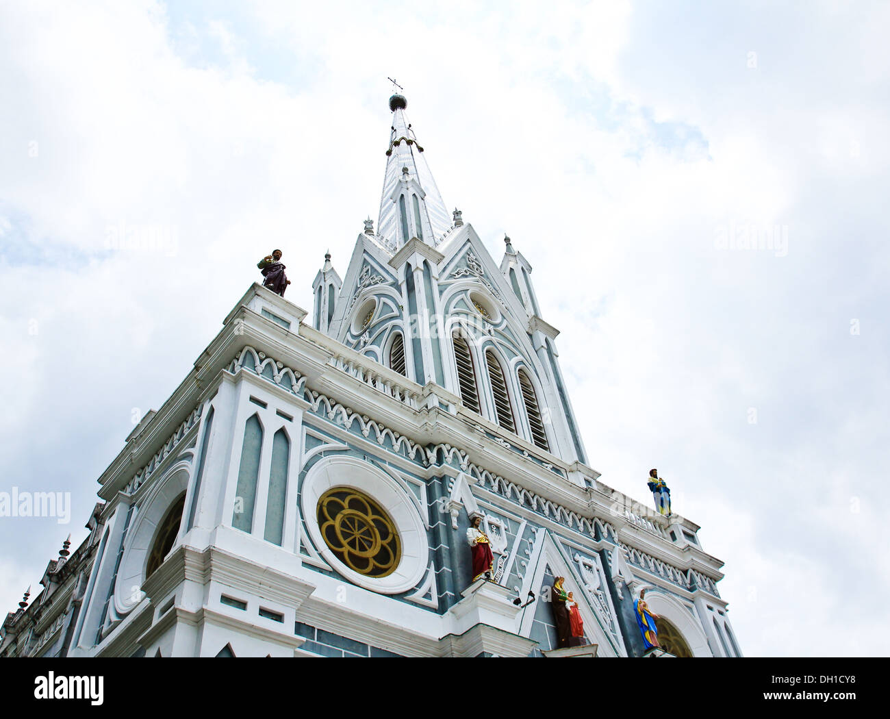 White church in Samut Songkhram, Thailand. Stock Photo