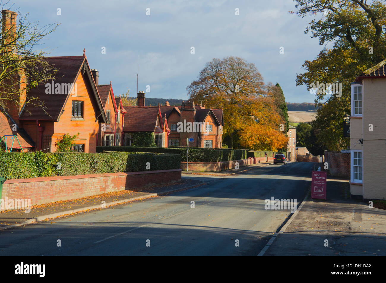 Sledmere village, autumn colours, East; Yorkshire, Wolds, England Stock
