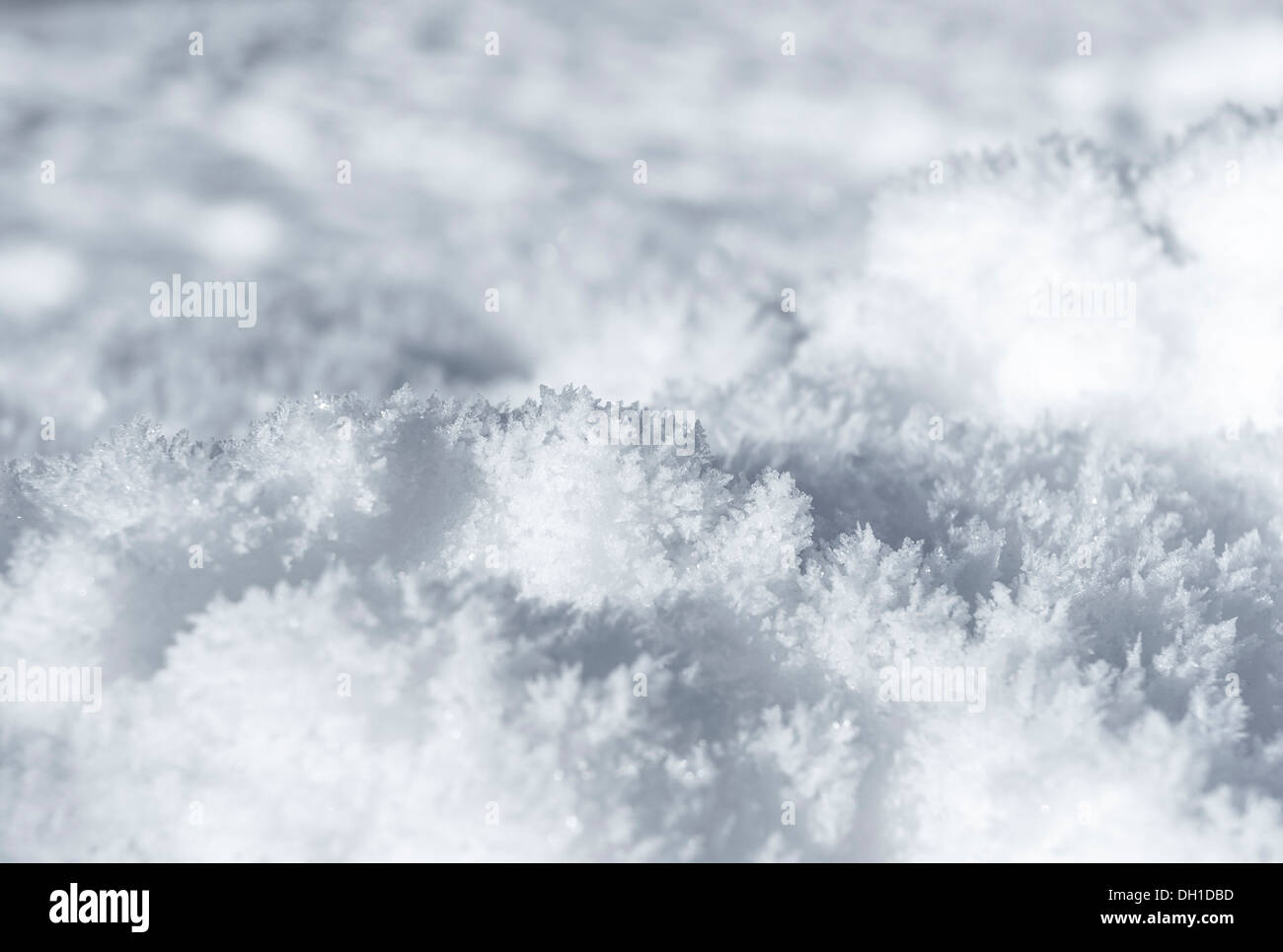Close detail of snow crystals. Stock Photo