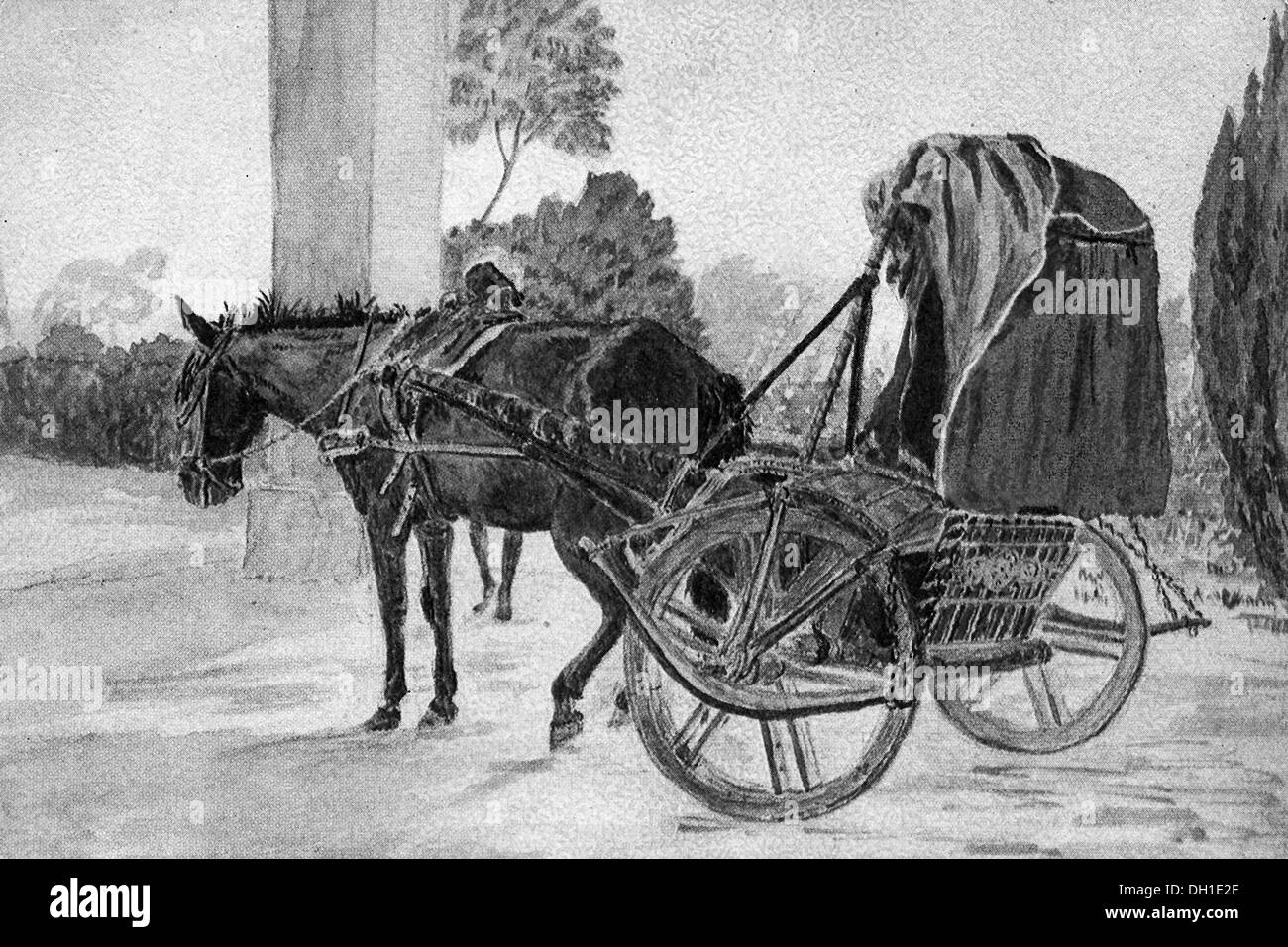 old vintage photo of Ekah horse taxi Bareilly uttar pradesh India Stock Photo