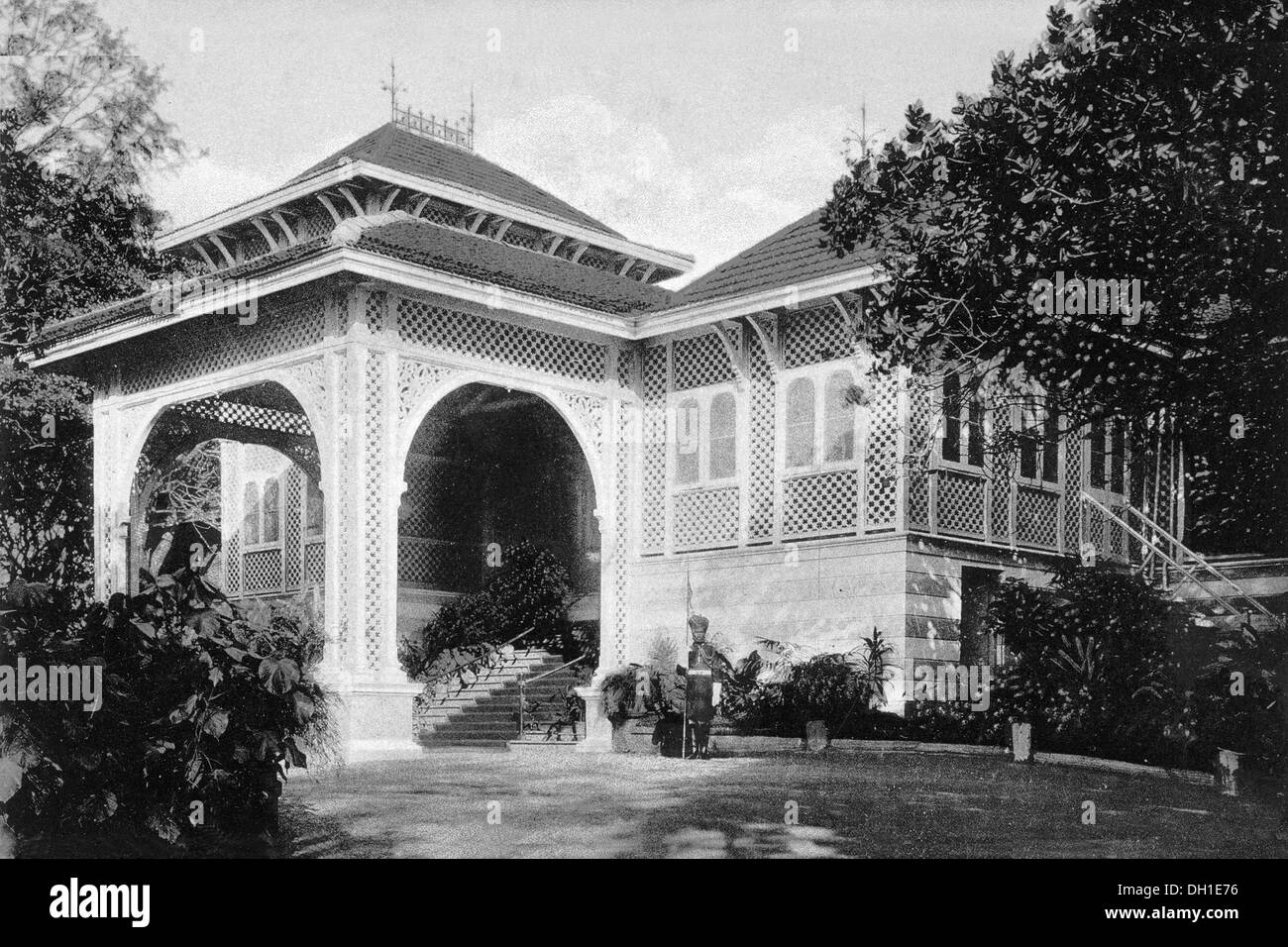 Government House Raj Bhavan Bhawan Walkeshwar Malabar Hill Bombay Mumbai Maharashtra India Indian Asia Asian old vintage 1900s picture Stock Photo