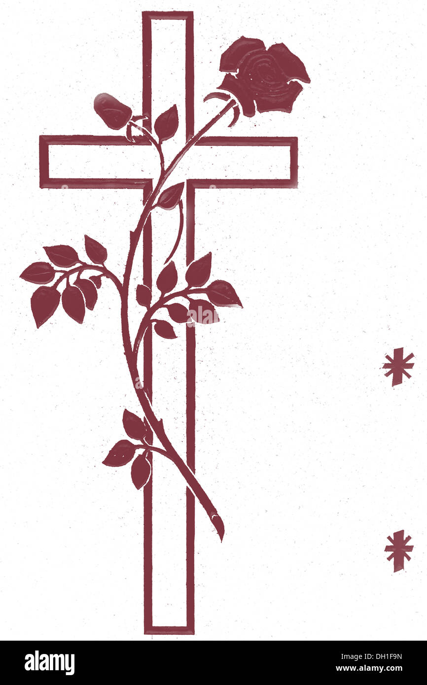 cross with rose Stock Photo - Alamy