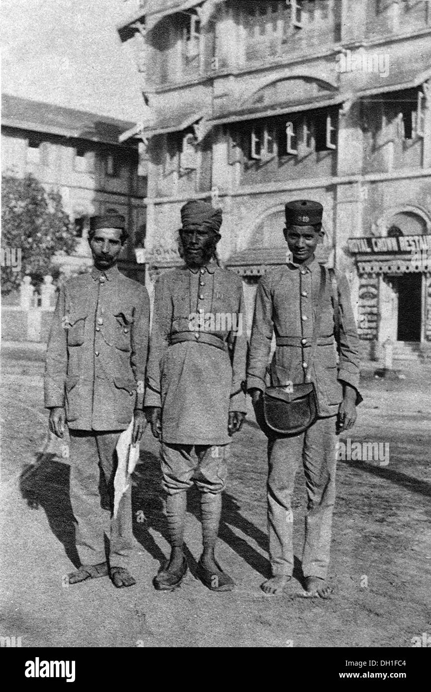 old vintage 1900s photo of tram inspector , driver and conductor , bombay , mumbai , maharashtra , India , asia Stock Photo