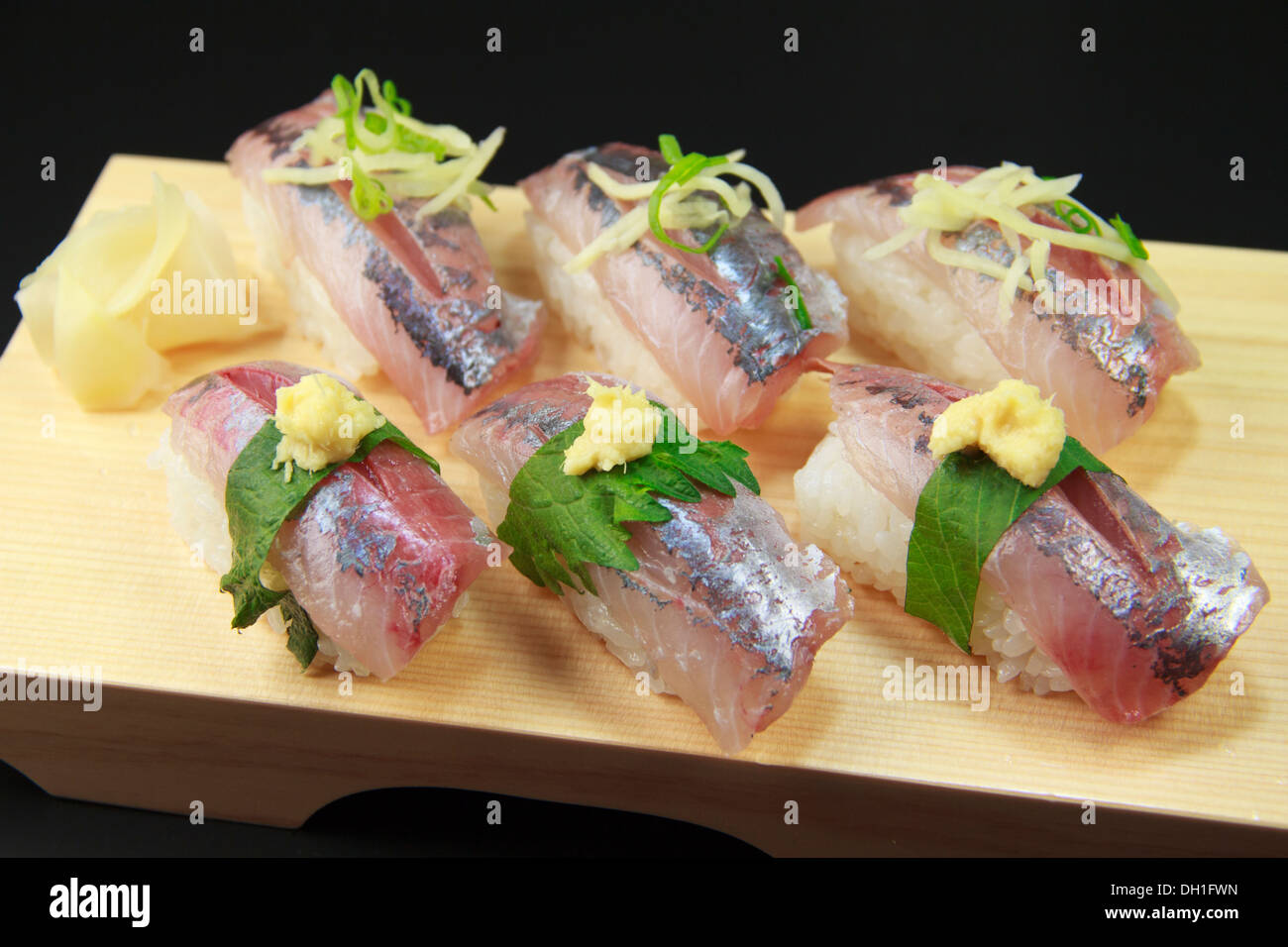 Horse mackerel sushi Stock Photo Alamy