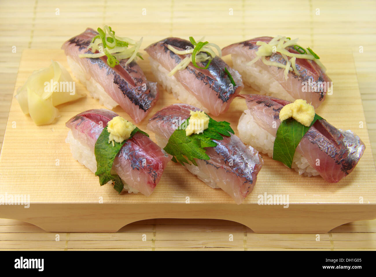 Horse mackerel sushi Stock Photo Alamy