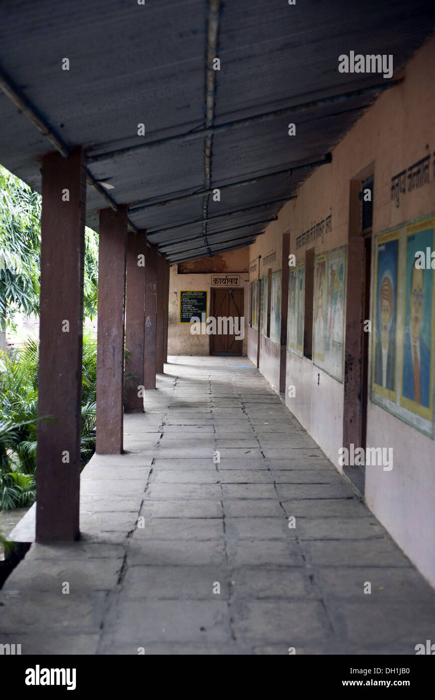 empty school veranda at Ralegaon siddhi village of Anna Hazare Maharashtra India Asia Stock Photo