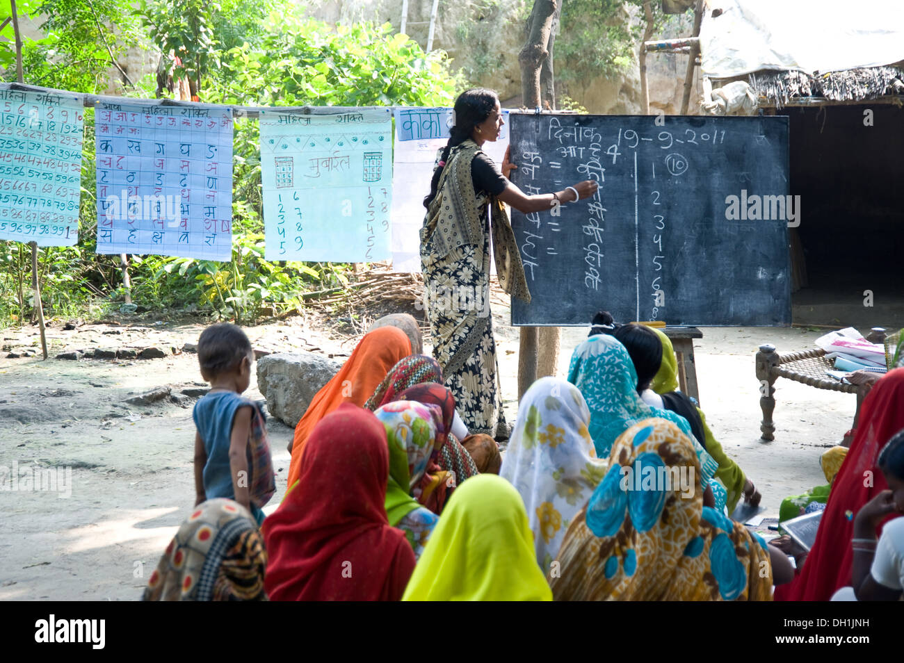 Indian rural teacher woman teaching hires stock photography and images