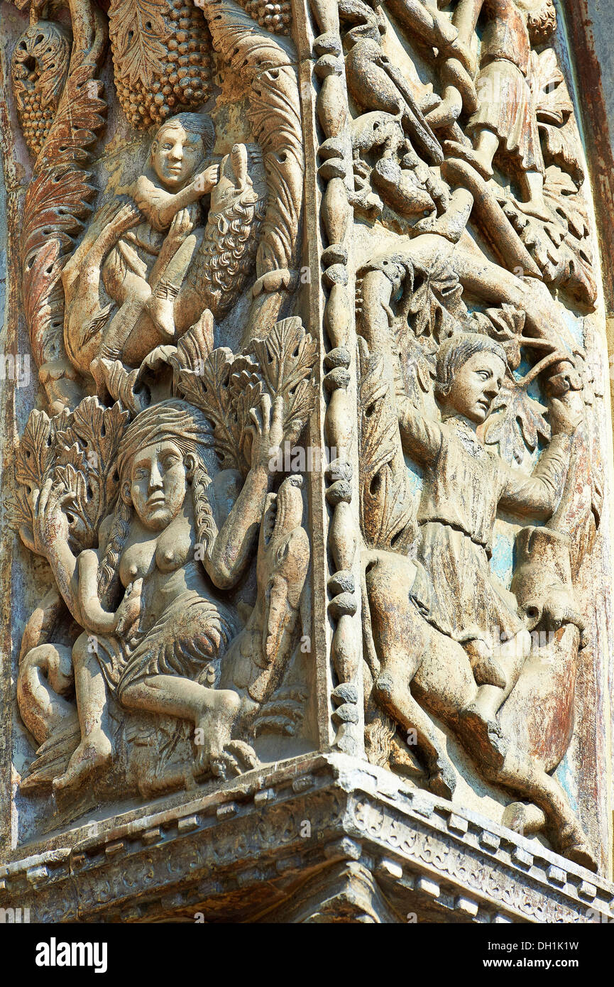 13th century Medieval Romanesque Sculptures from the facade of St Mark