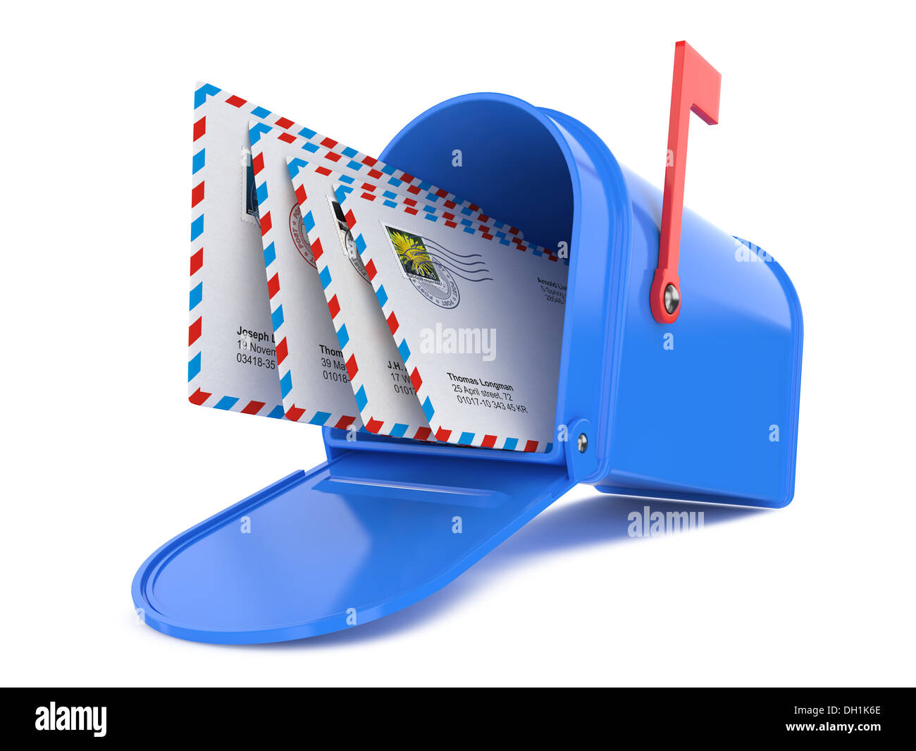 Blue Mailbox with Mails Stock Photo Alamy