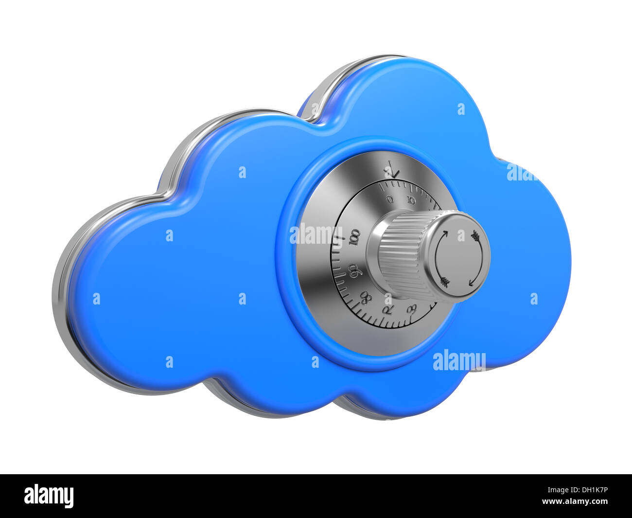 Cloud with Safe Lock. Secure concept. 3D Stock Photo