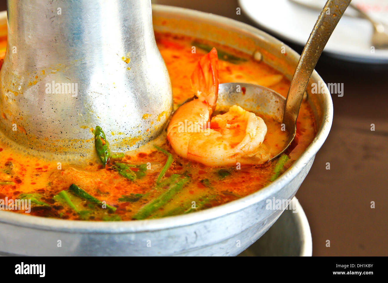 Tom Yum Goong soup, fire pot Stock Photo