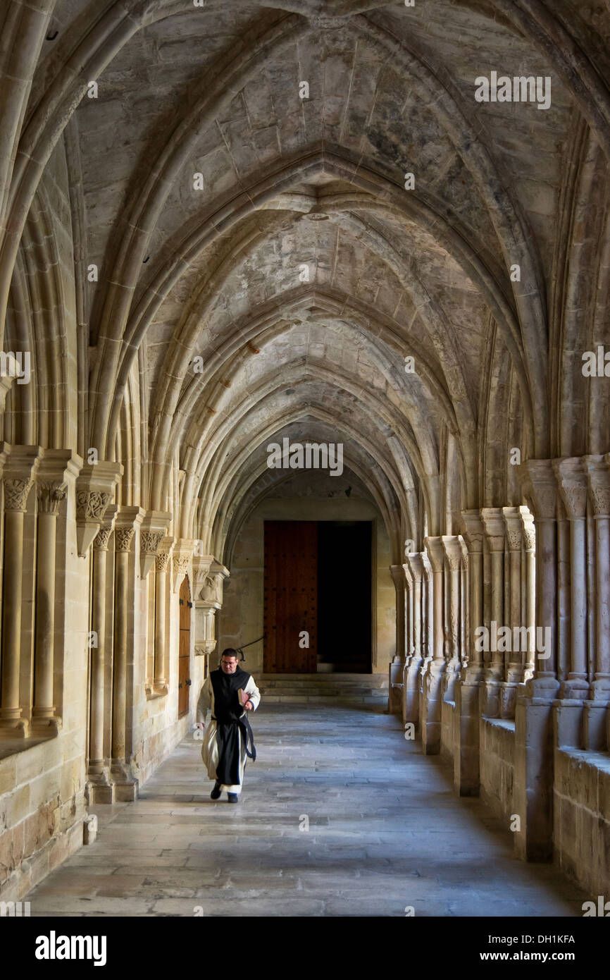 Monk in the monastery of Poblet Stock Photo