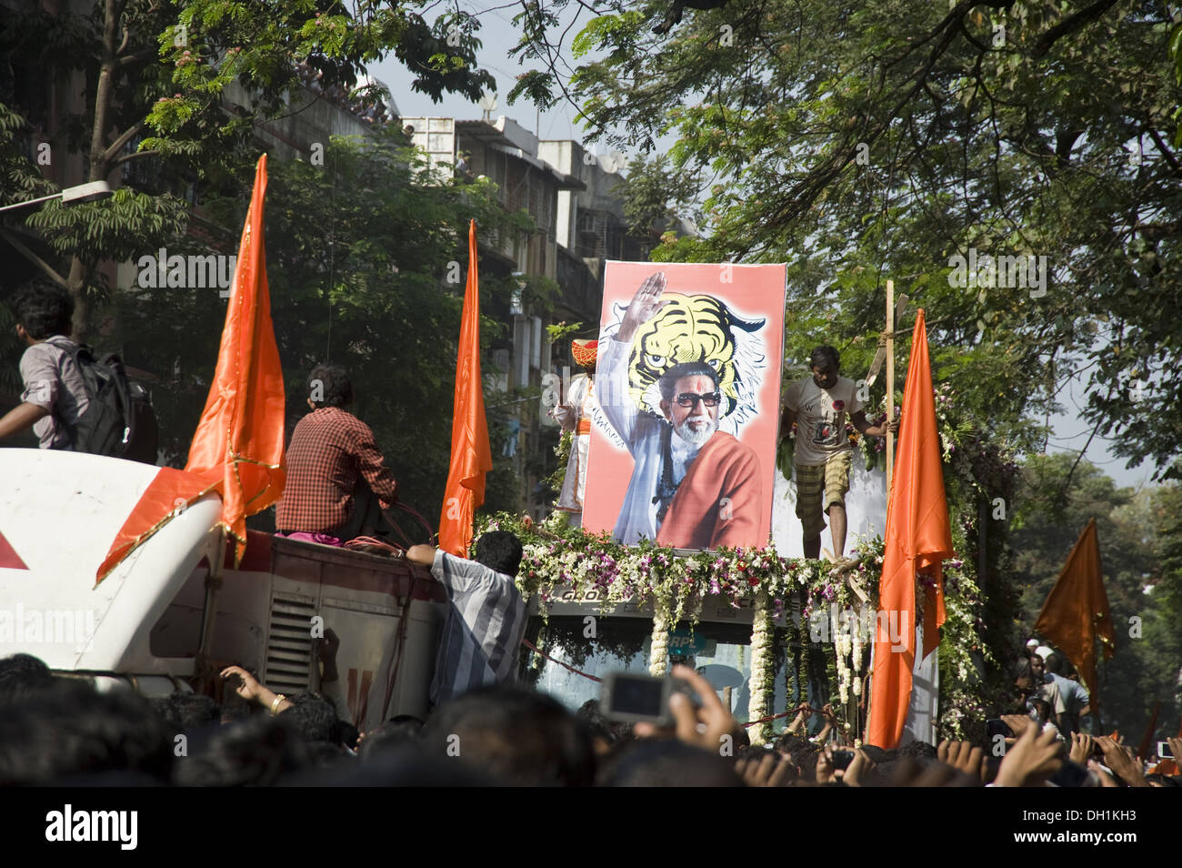 funeral procession of Shiv Sena Chief Balasaheb Thackeray mumbai maharashtra india asia Stock Photo