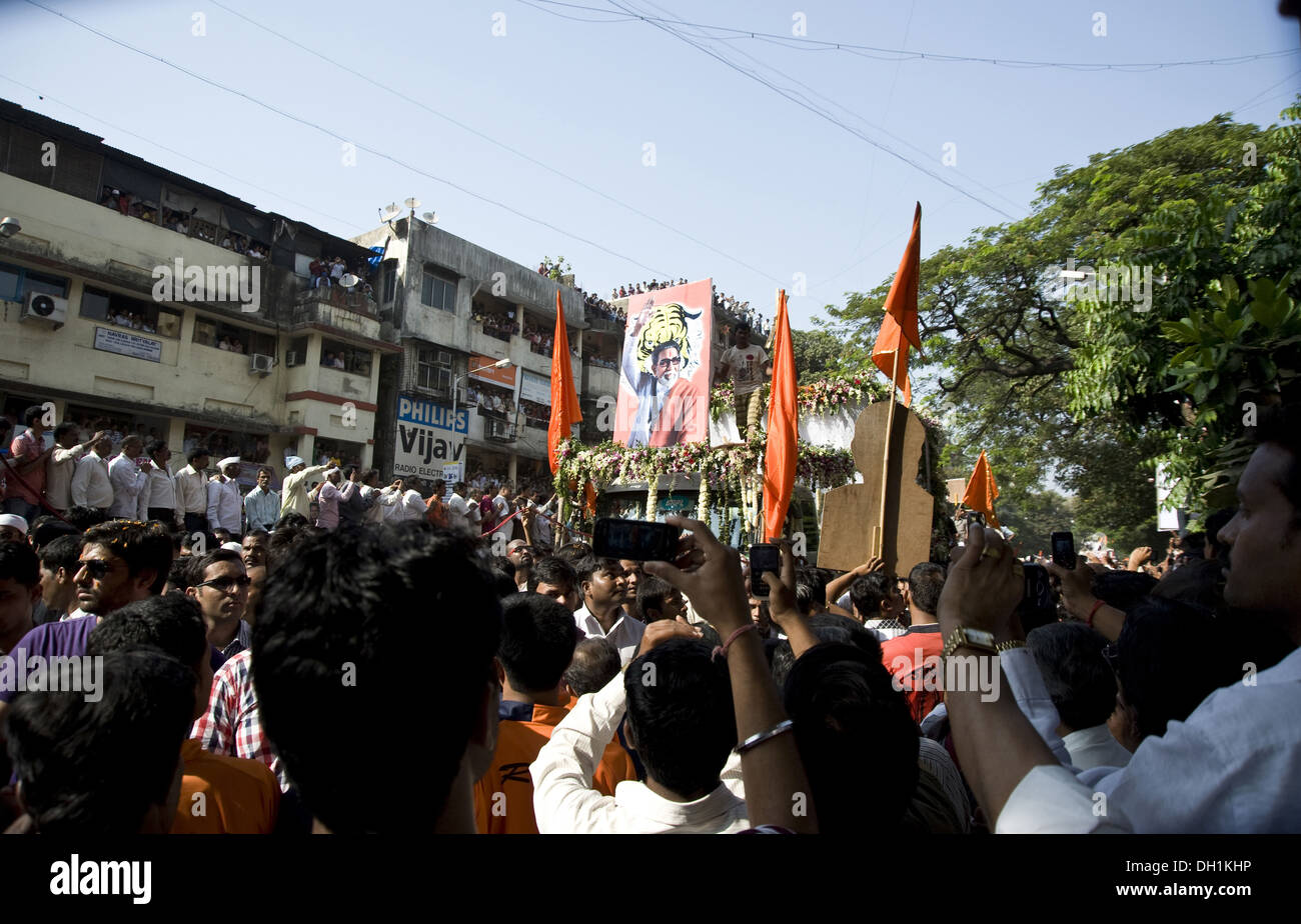 Bal Thackeray funeral procession of Shiv Sena Chief Balasaheb Thackeray mumbai maharashtra india asia Stock Photo