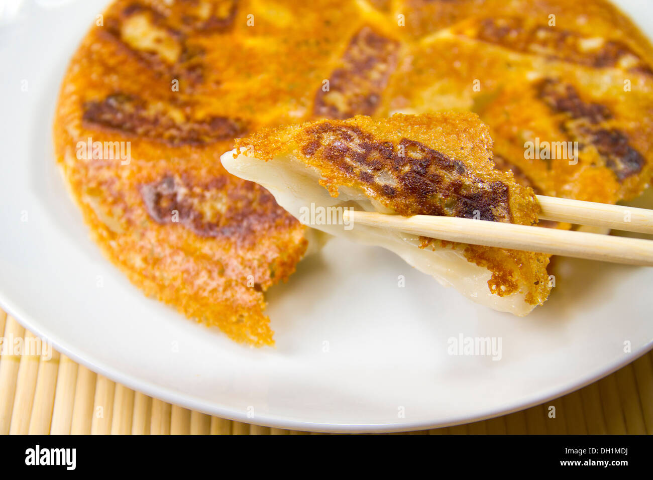 Jaozi with crispy thin skin Stock Photo