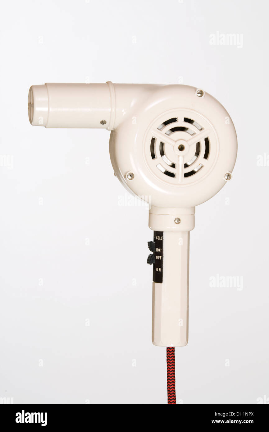 Old vintage early original Bakelite Hairdryer from the 1950's / 50's / 50 s / fifties , by Ormond, in white bakelite. Stock Photo