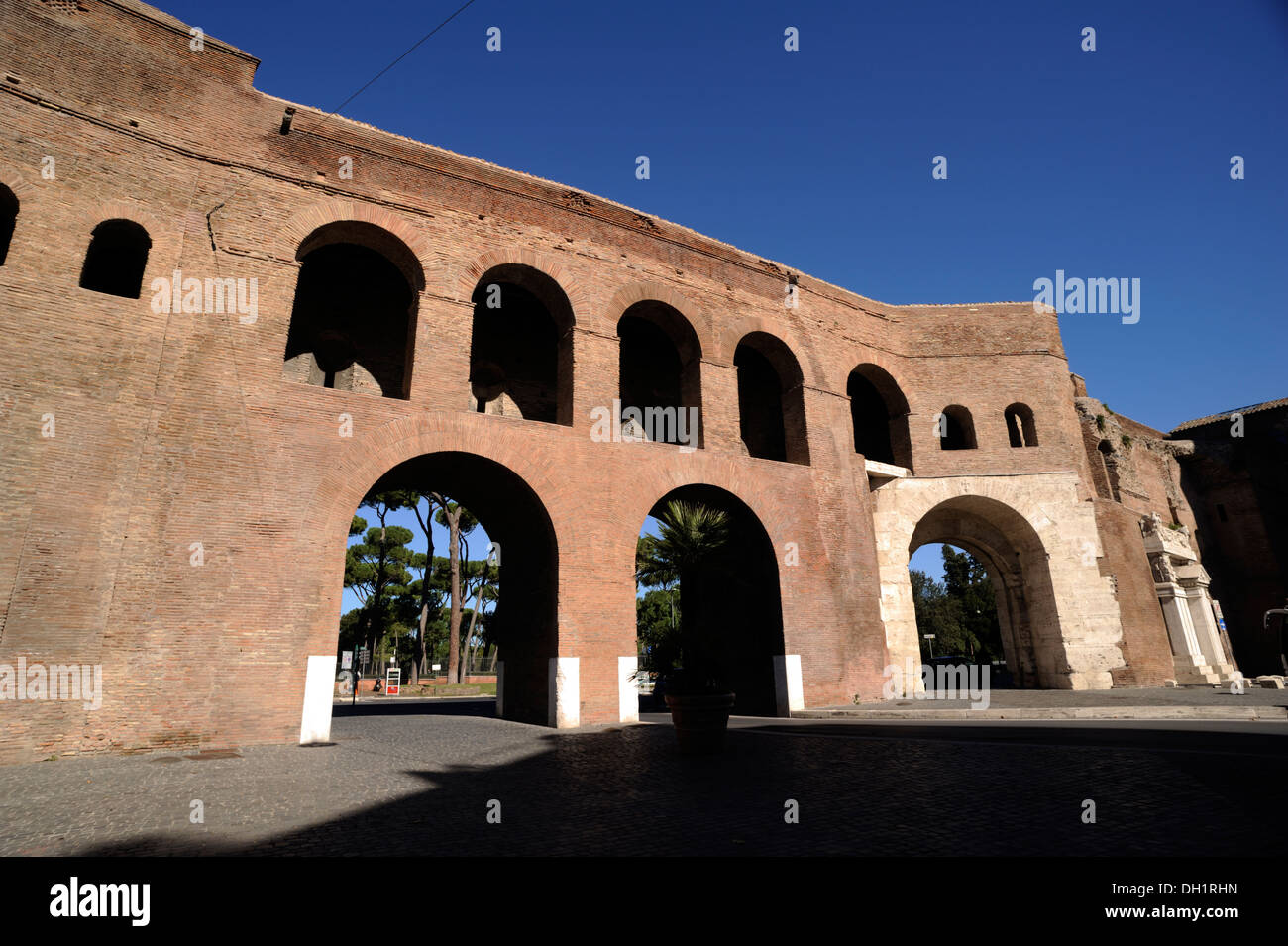 Italy, Rome, Aurelian Walls, Porta Pinciana, ancient roman gate Stock Photo