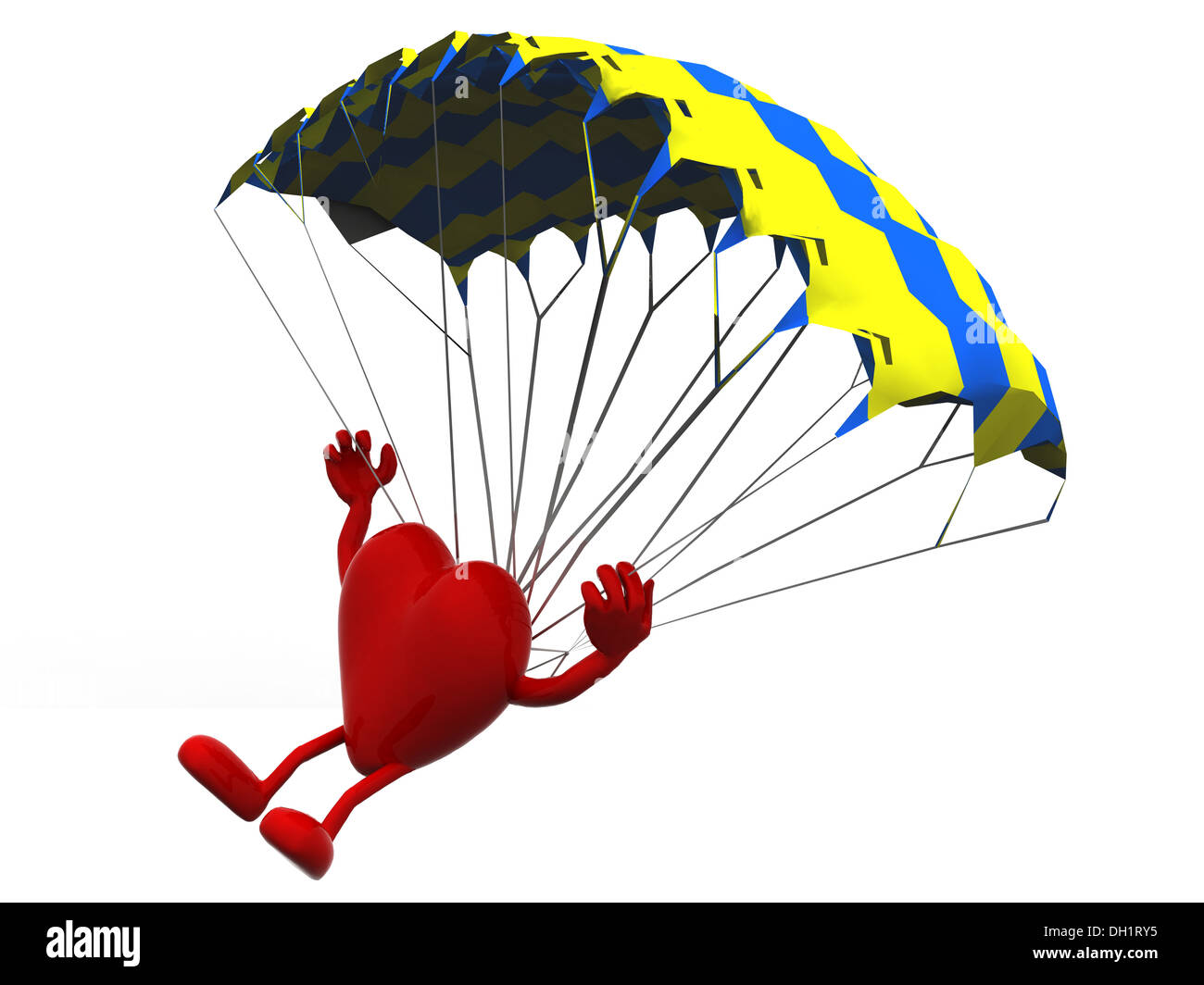 heart that is landing with parachute, 3d illustration Stock Photo Alamy