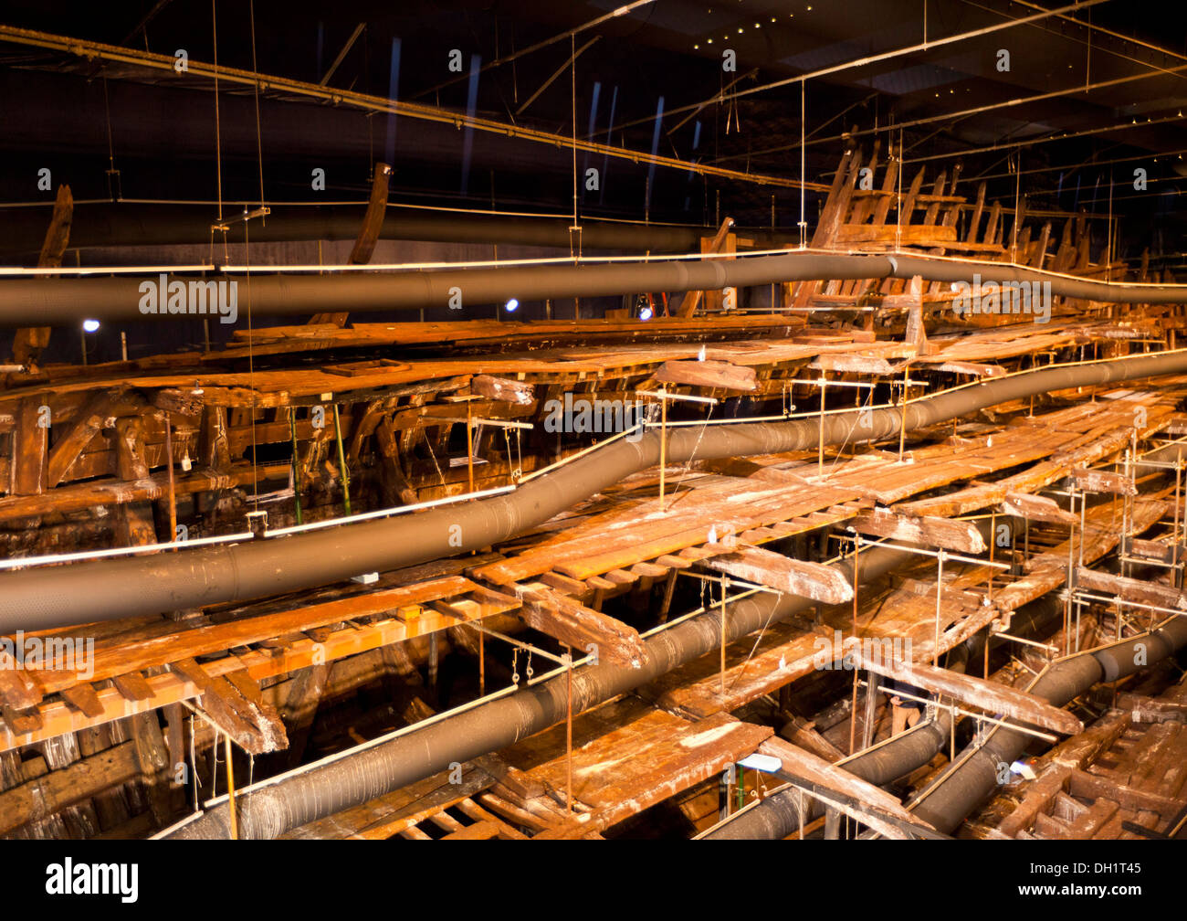 Inside the new Mary Rose Museum in the Historic Dockyards at Portsmouth Hampshire England UK GB EU Europe Stock Photo