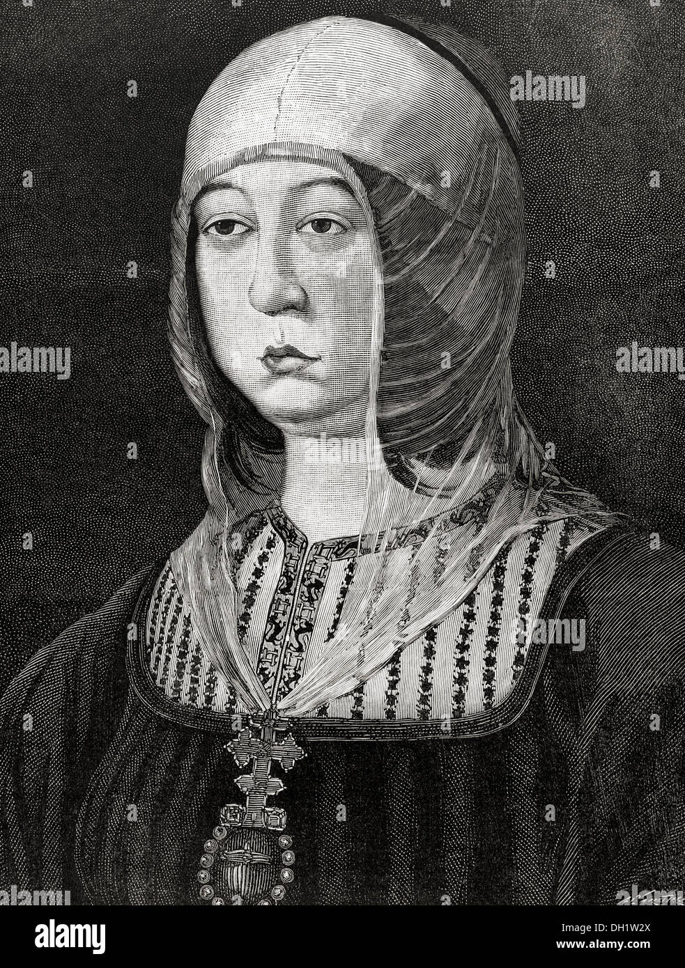 Isabella I of Castile (14511504). Queen of Castile. Engraving Stock Photo Alamy