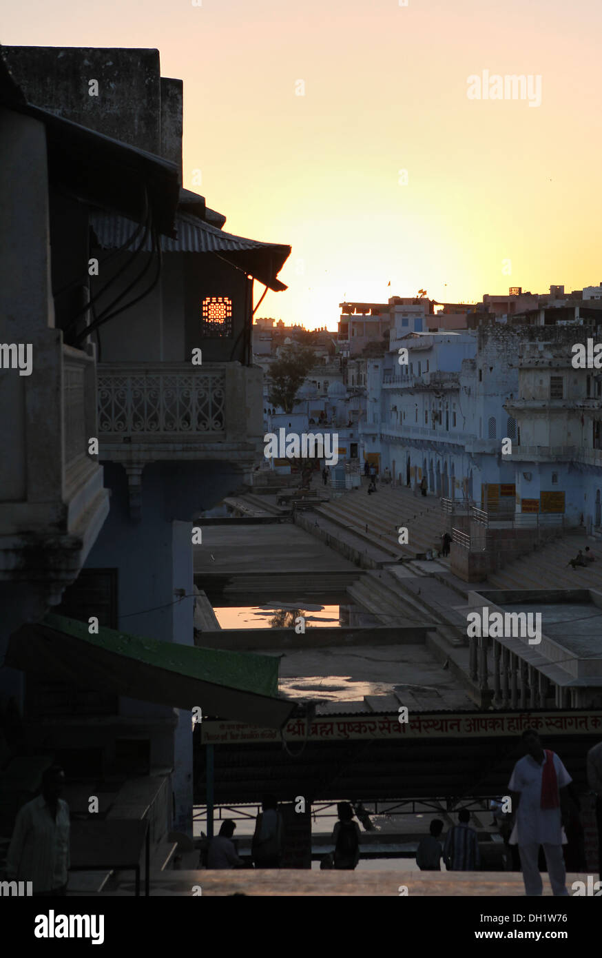 Sun setting over the holy city of Pushkar,Rajasthan,India. Stock Photo