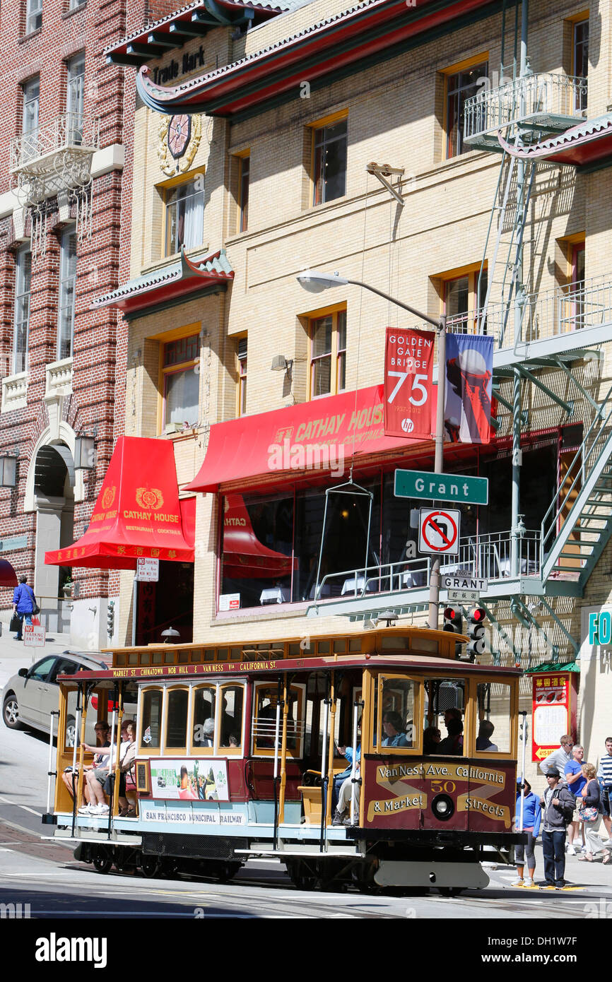 Cable car in Chinatown, San Francisco, California, USA Stock Photo Alamy