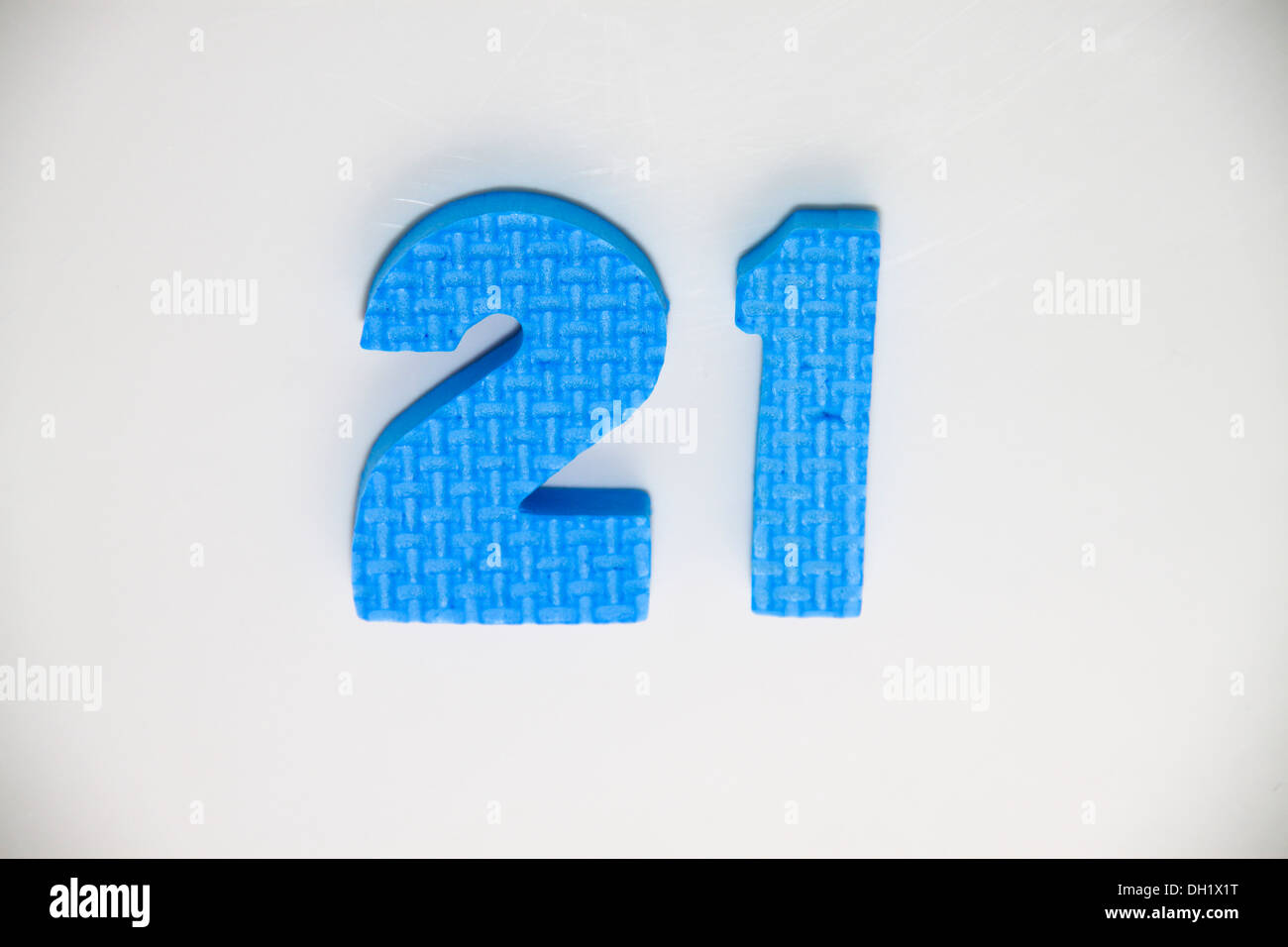 The number 21 as a plastic foam number Stock Photo Alamy