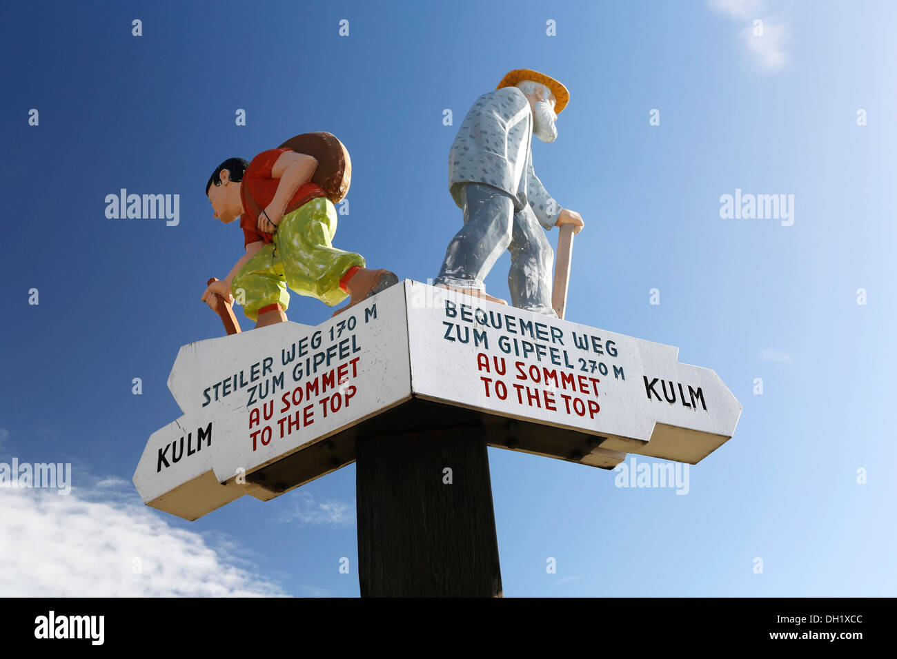 Signpost to the summit, Rigi, Switzerland, Europe Stock Photo