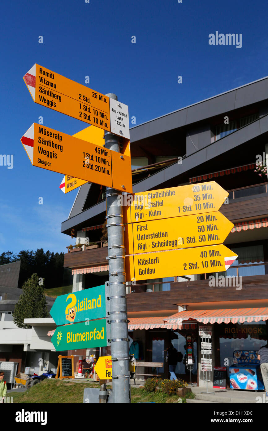 Signpost, Rigi Kaltbad, Switzerland, Europe Stock Photo