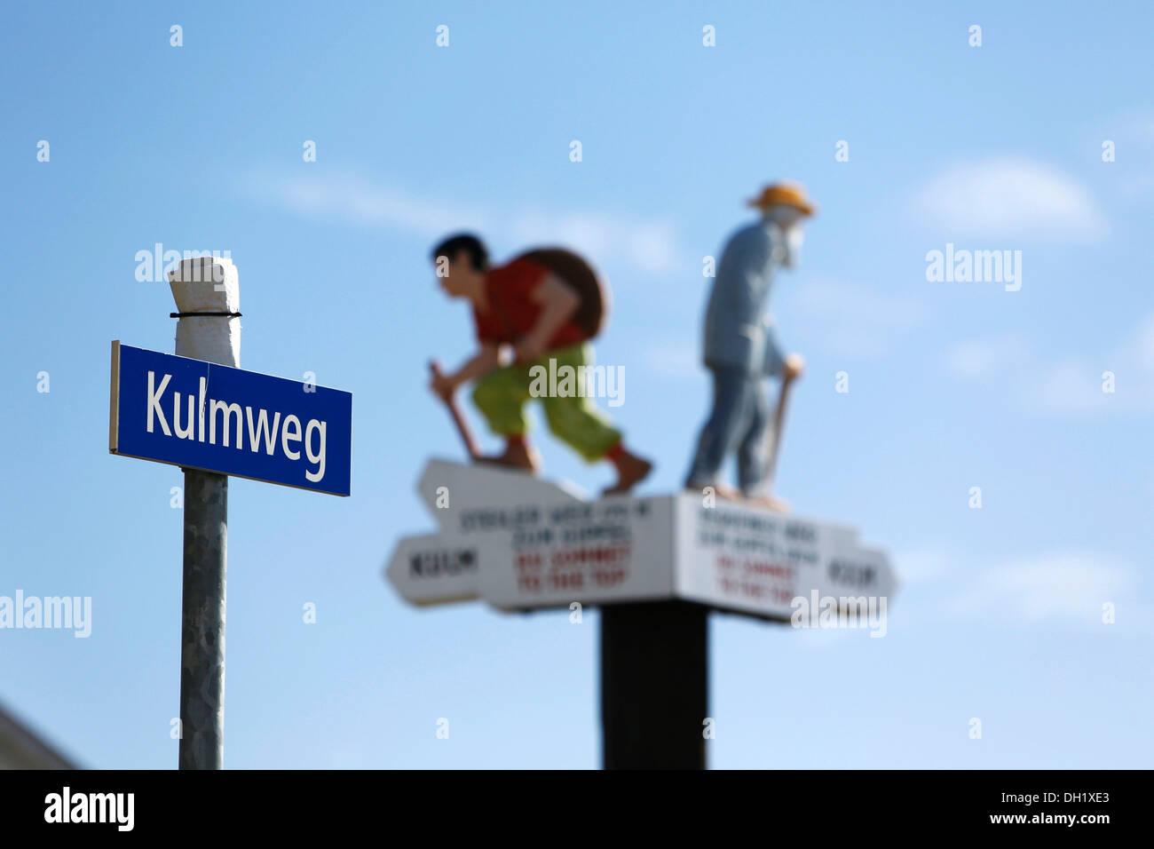 Kulmweg sign, signpost to the summit, Rigi, Switzerland, Europe Stock Photo