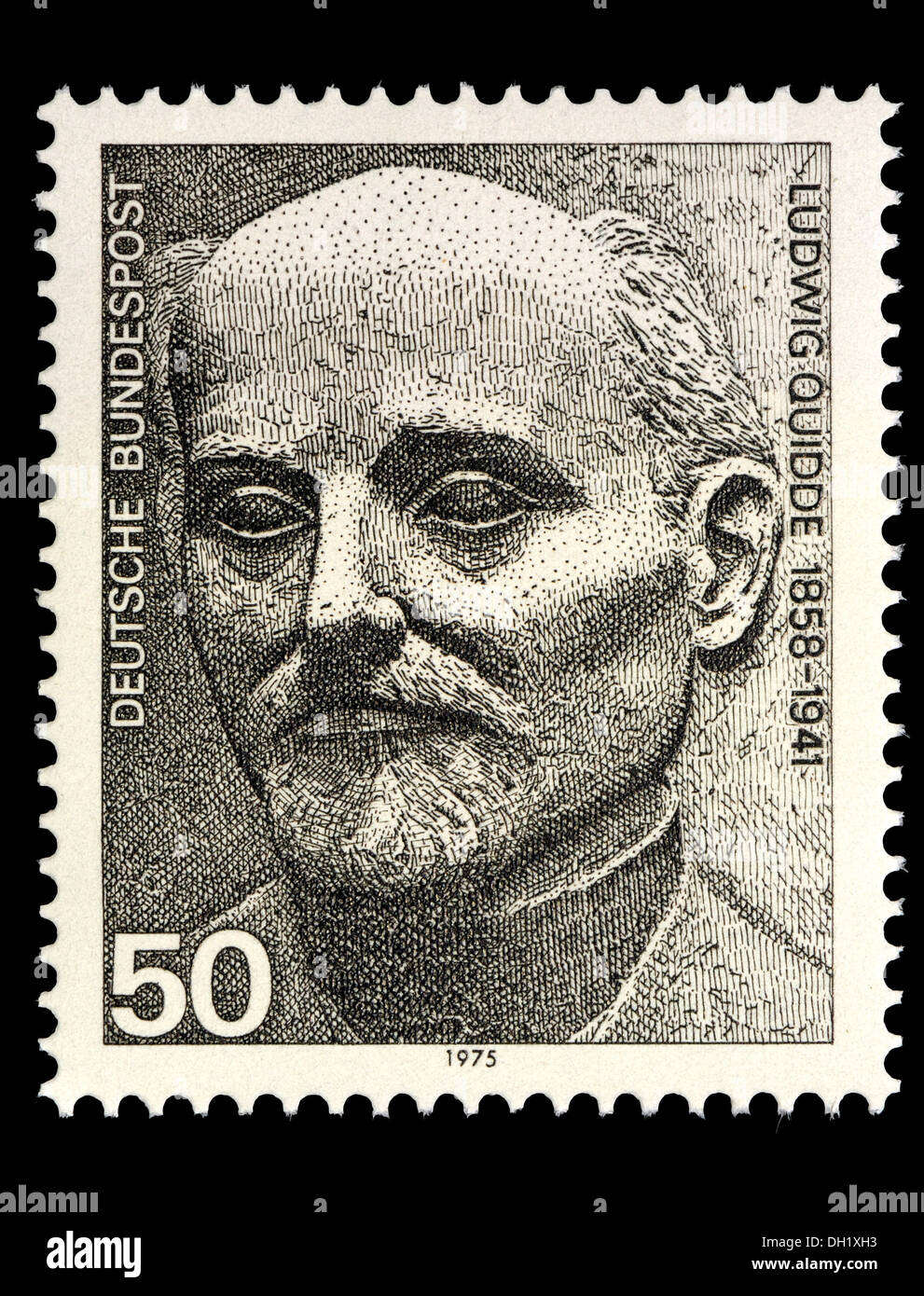 Portrait of Ludwig Quidde (1858–1941: German pacifist and winner of the Nobel peace prize, 1927) on German postage stamp. Stock Photo