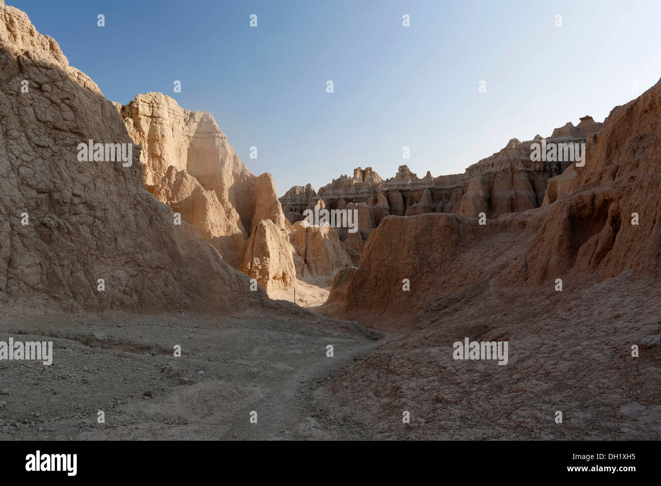 Trail in the Badlands, Badlands National Park, South Dakota, USA Stock Photo