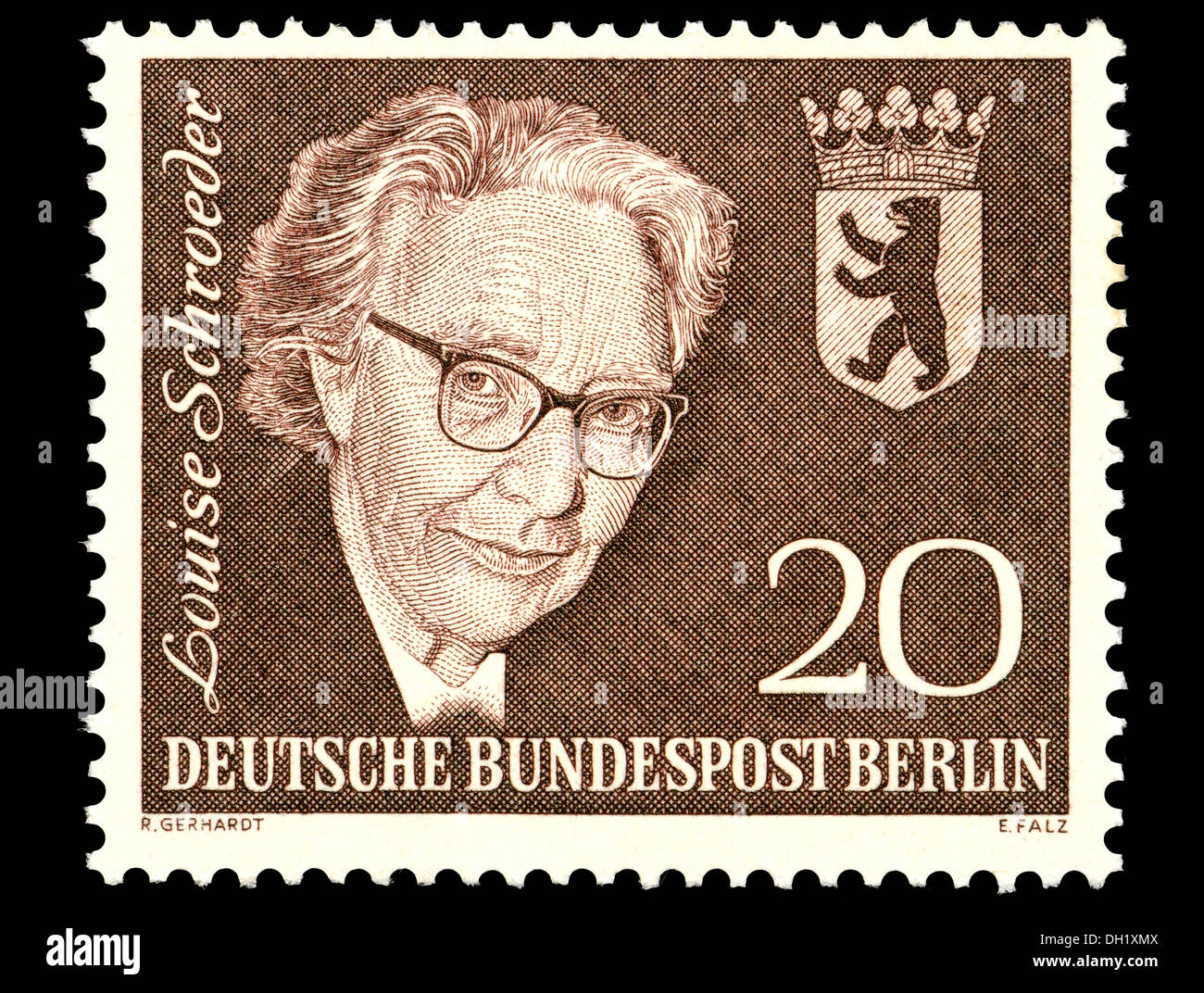 Portrait of Louise Dorothea Schroeder (1887-1957: German politician) from German postage stamp. Stock Photo