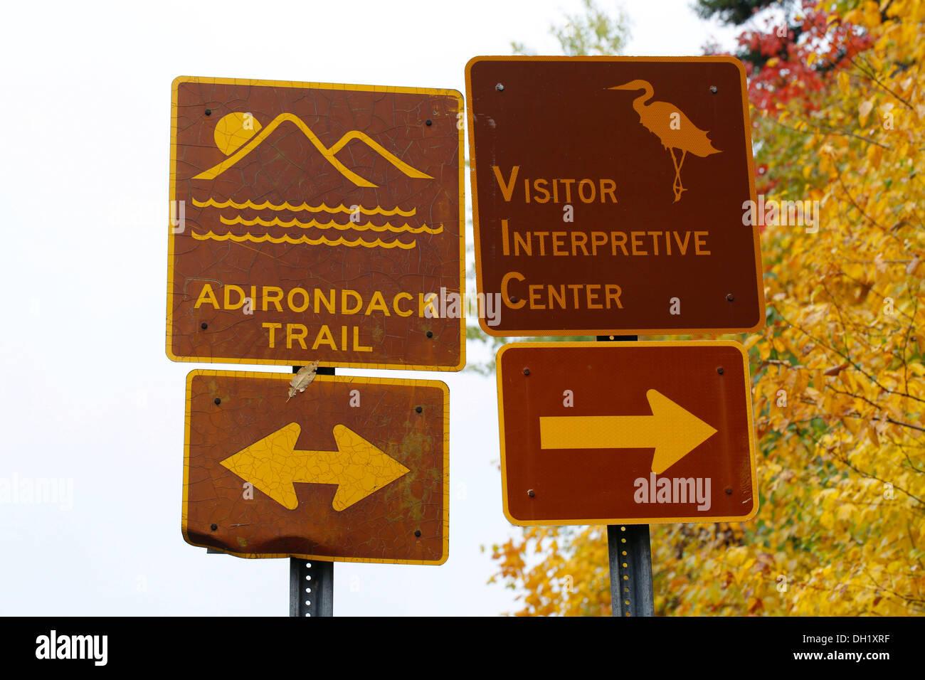 Adirondack Trail, sign in Upstate New York, USA Stock Photo
