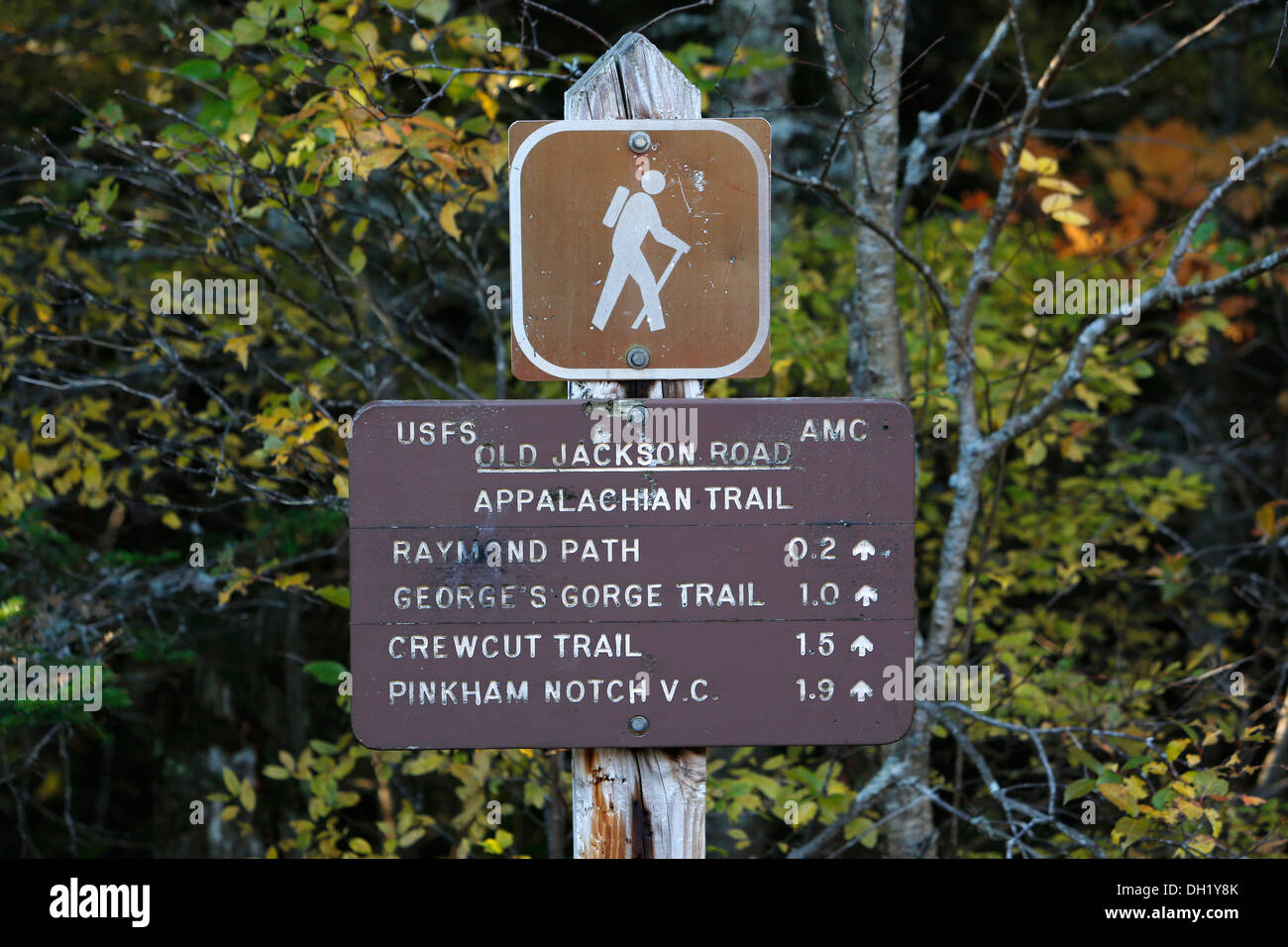 Hiking trails of the Appalachian Trail on Mount Washington, New Hampshire, USA Stock Photo