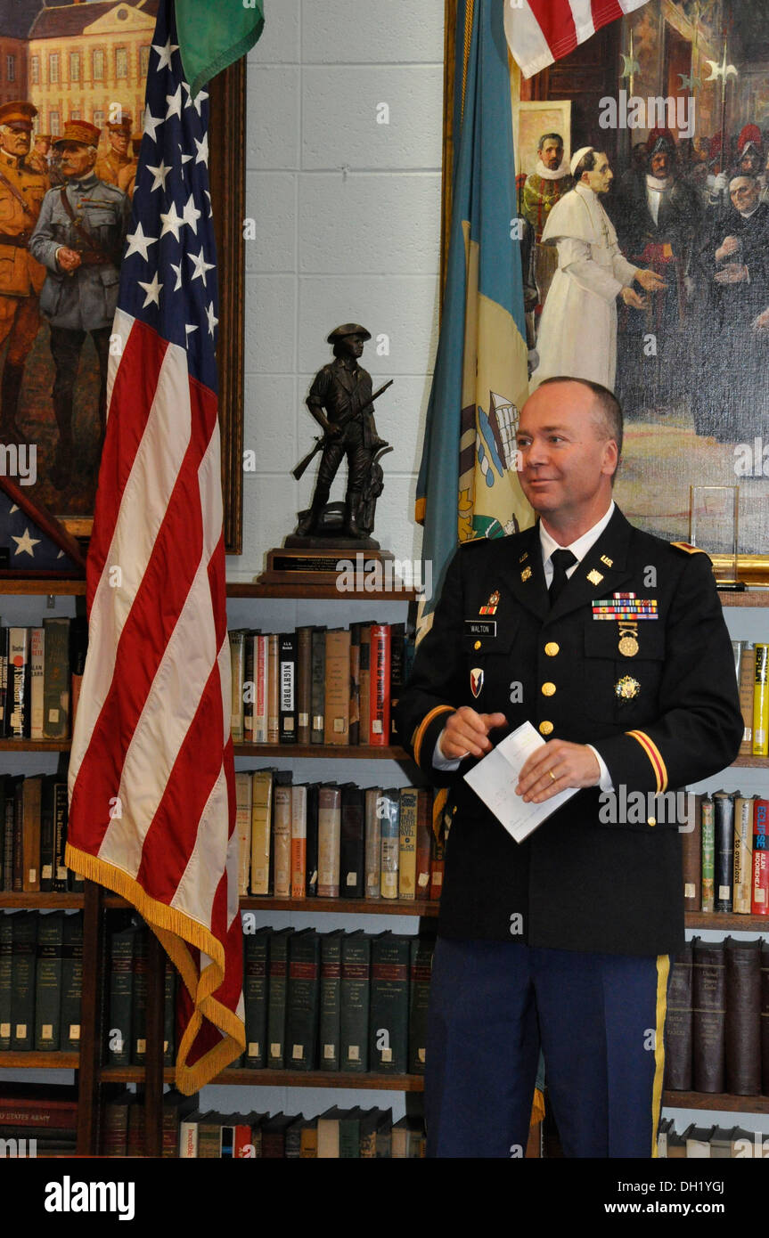 Newly promoted Col. Bruce Walton, delivers his remarks to family and friends, Oct. 21, 2013, in the Delaware National Guard's Joint Force Headquarters library. Stock Photo