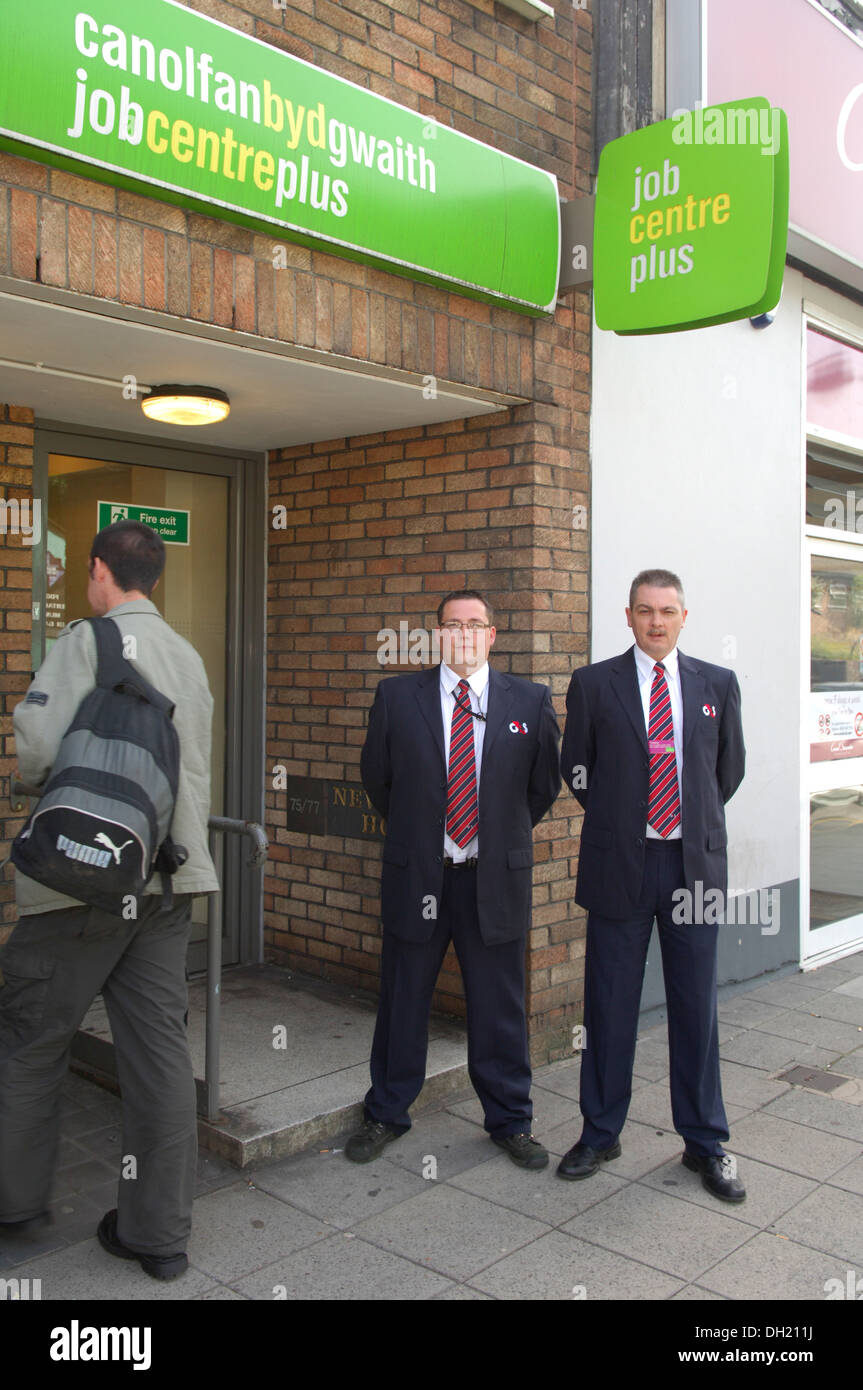 G4S Security Guards, guarding a Job Centre Plus office in the Stock