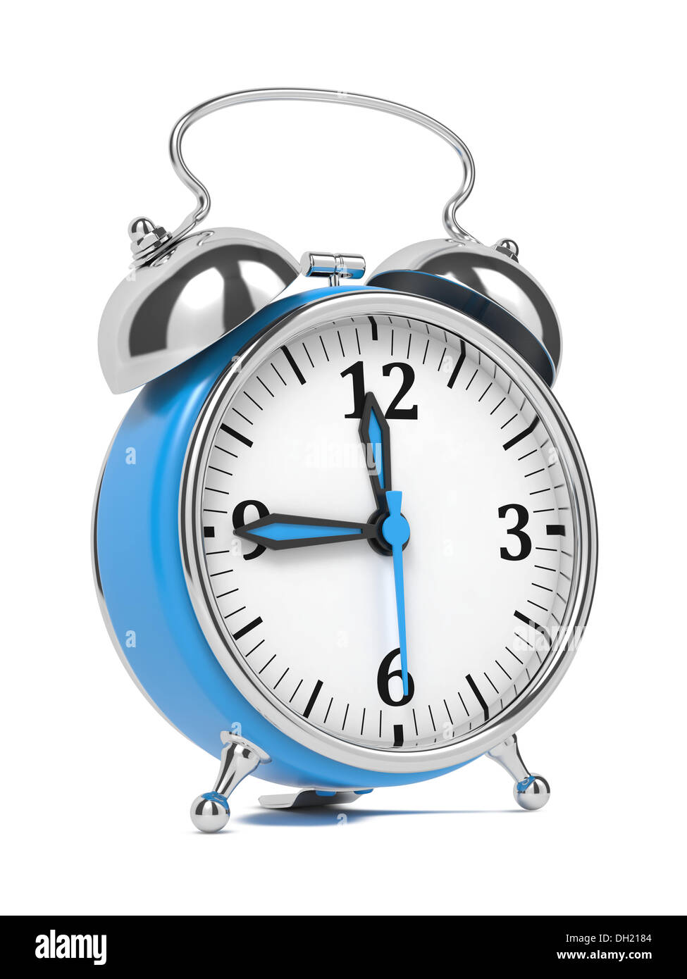 Blue Old Style Alarm Clock Isolated on White Stock Photo - Alamy