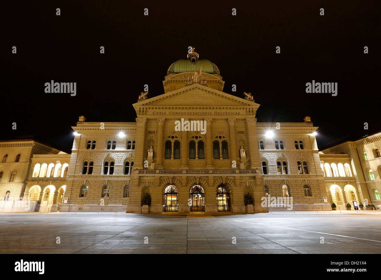Rendez-vous Bern, Bundesplatz square, light installation, canton of Bern, Switzerland, Europe Stock Photo